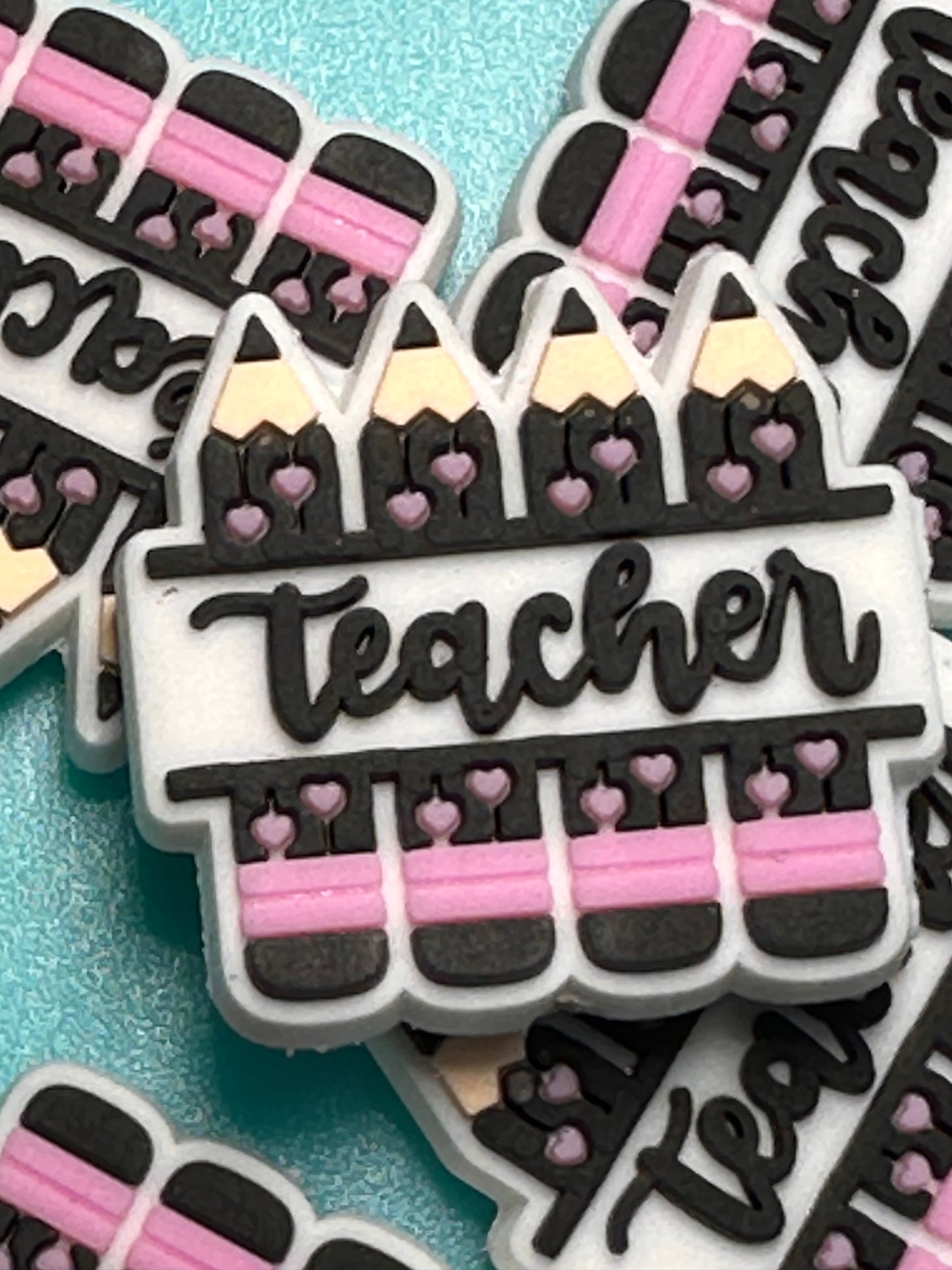 School Teacher Focal Bead/ beadable pen/ Silicone bead/ keychain bead/ teach/ pencil