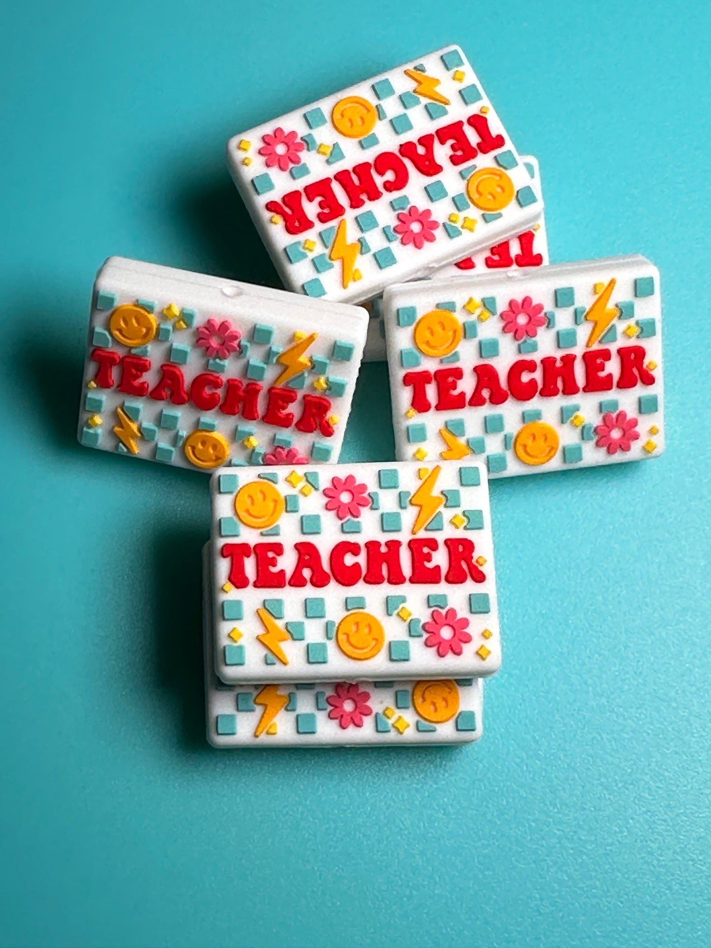 Teacher Focal Bead/ beadable pen/ Silicone bead/ keychain bead/ teach/ #3
