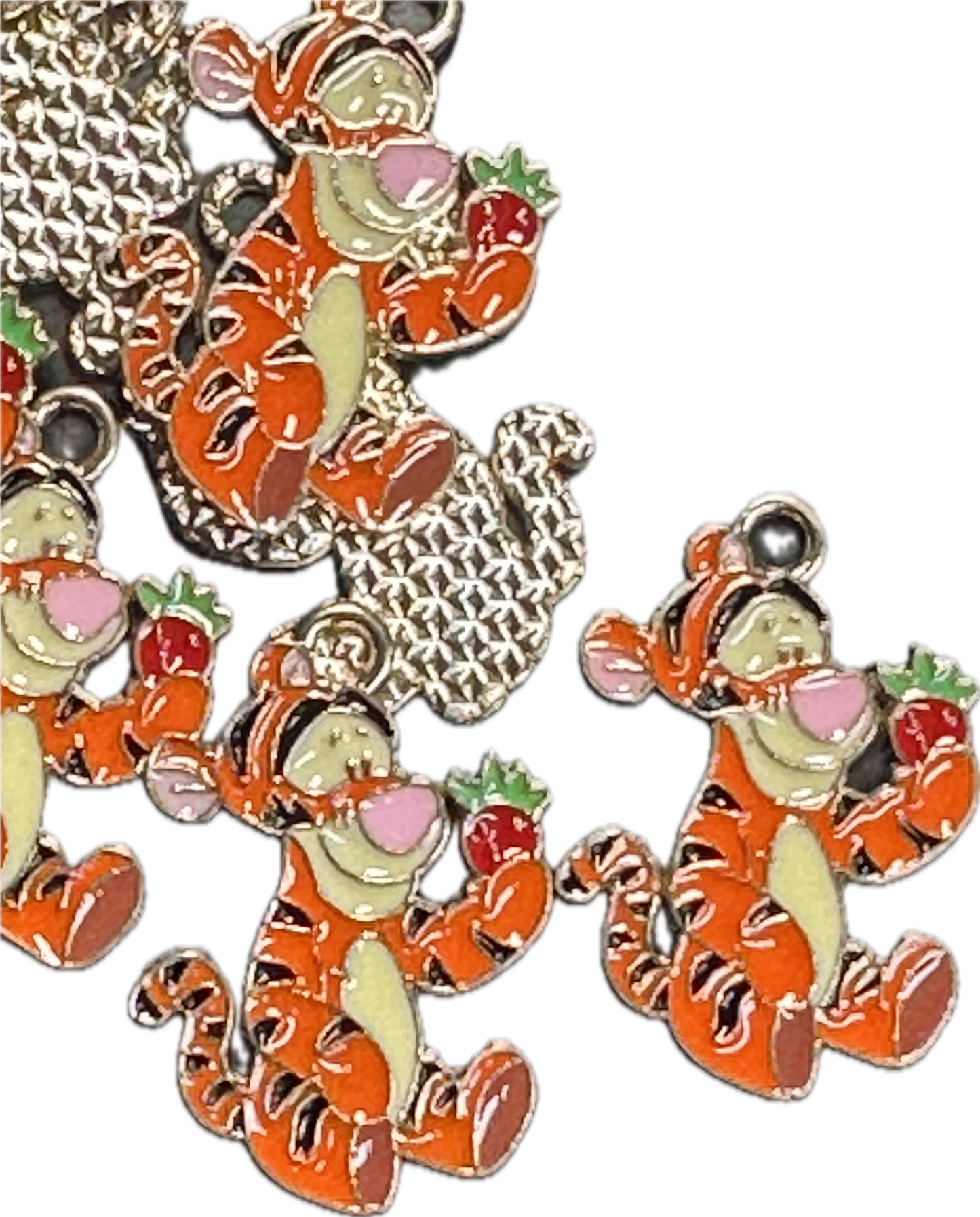 Enameled metal charm/orange tiger/ pendant/ DIY charm bracelet/ DIY necklace