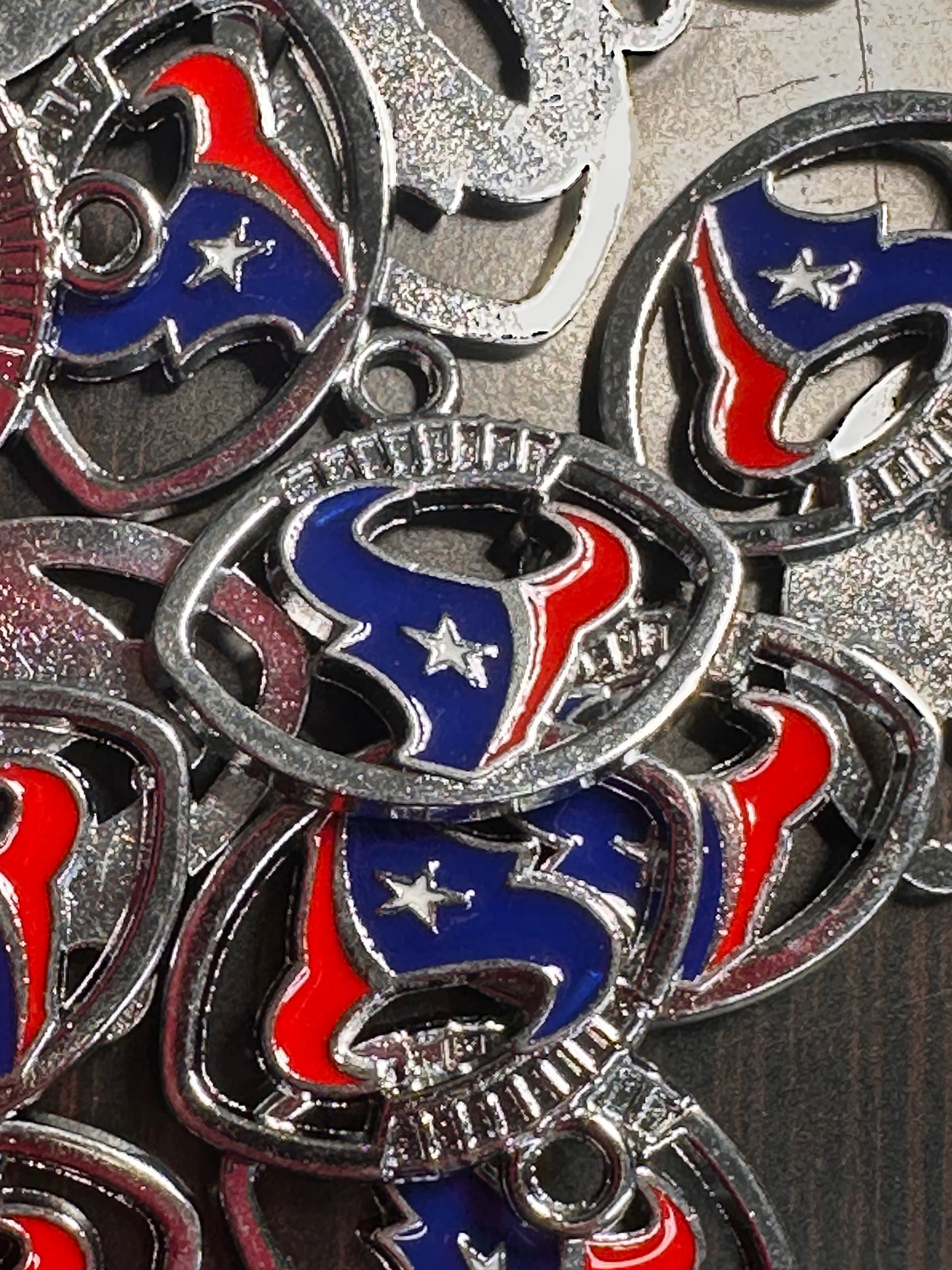 Enameled metal charms/ Houston Texans pendant/ DIY charm bracelet/ DIY necklace
