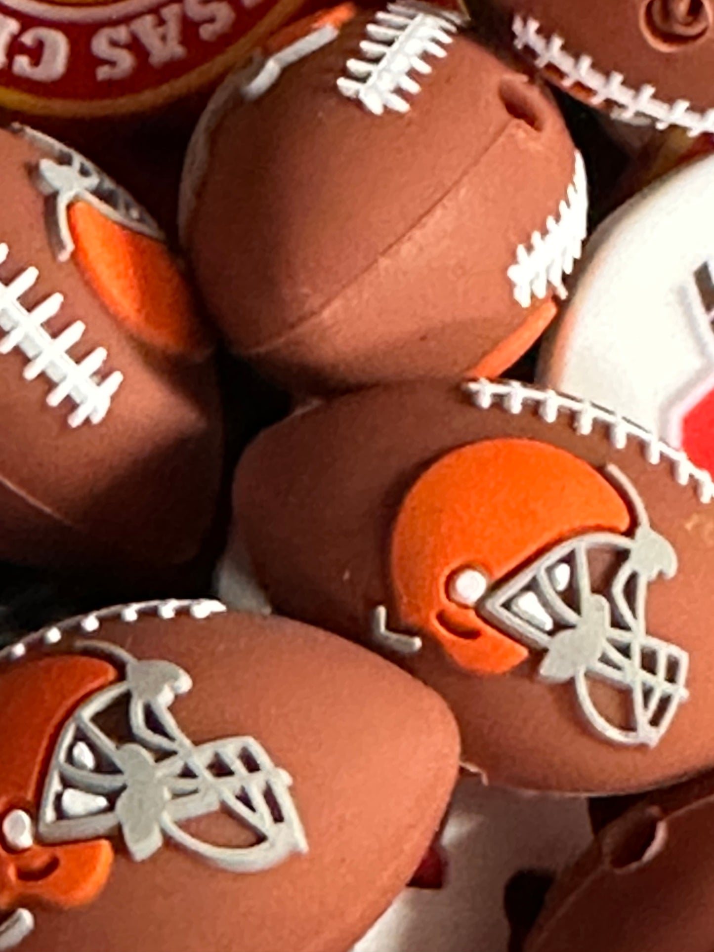 3D Football shaped Browns focal bead / football