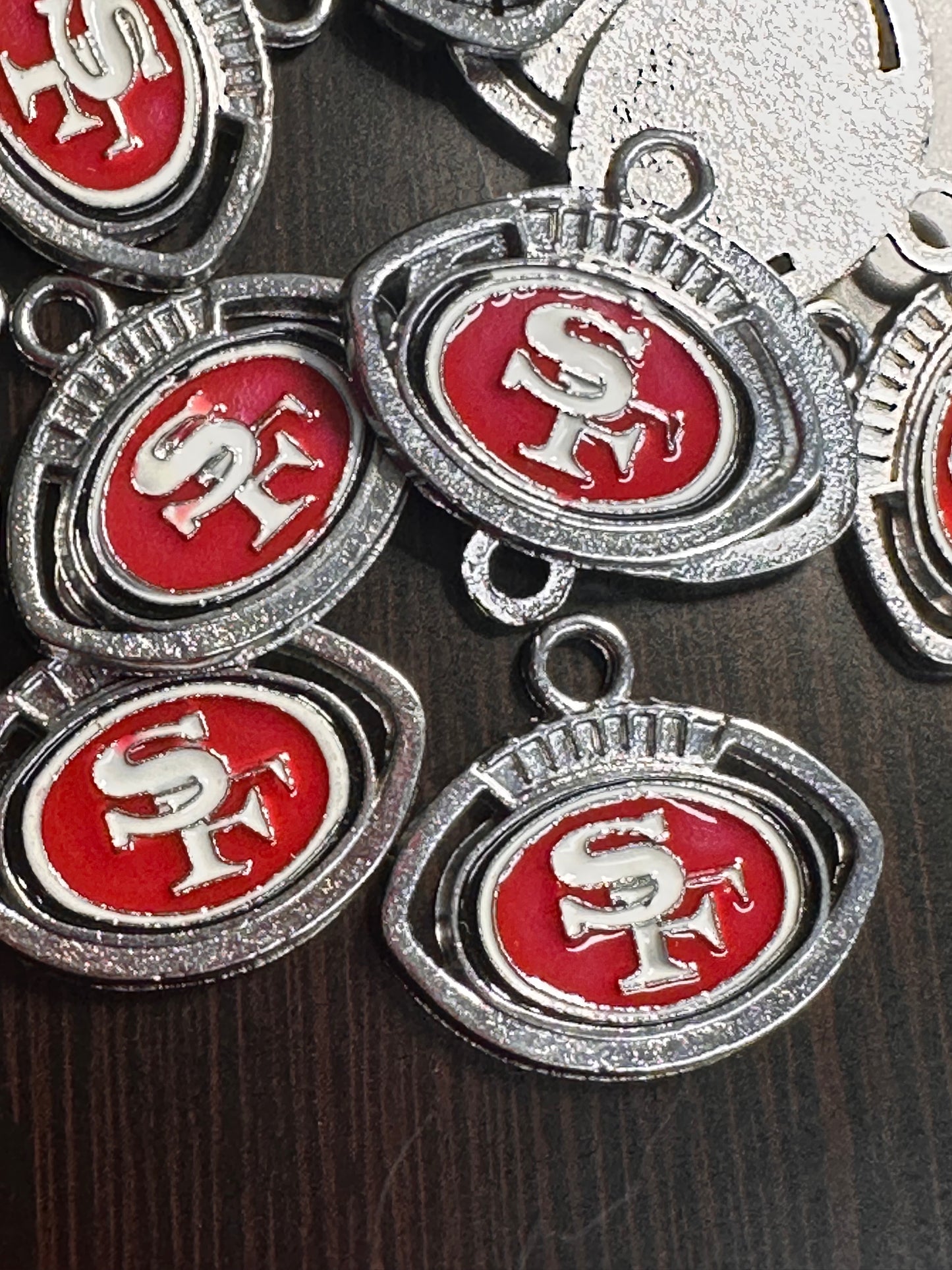 Enameled metal charms/ SF 49ers/ sports team pendant/ DIY charm bracelet/ DIY necklace