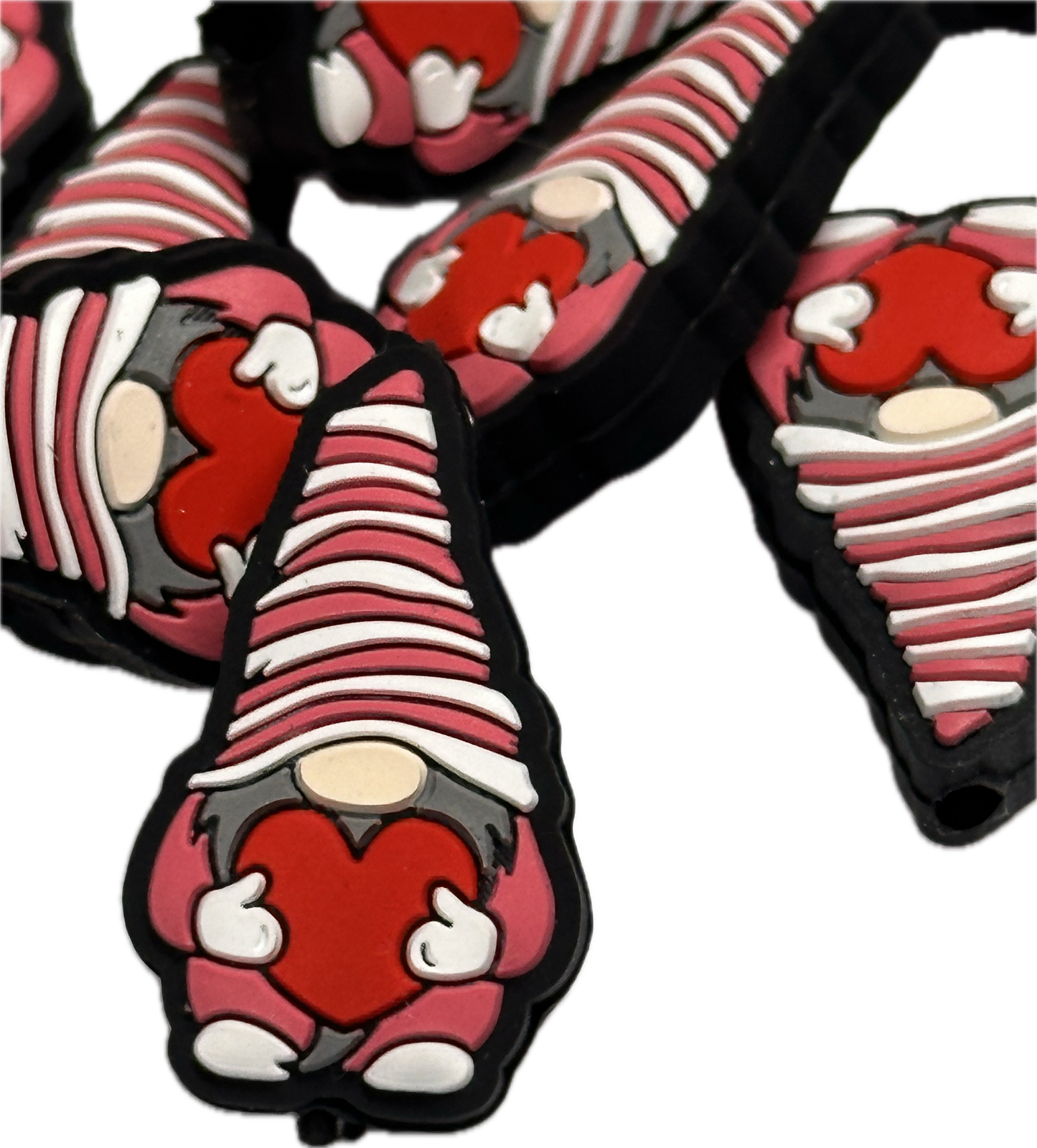 Heart gnome Silicone focal bead for pen beading and keychain DIY/ Happy gnome! Valentines/ love