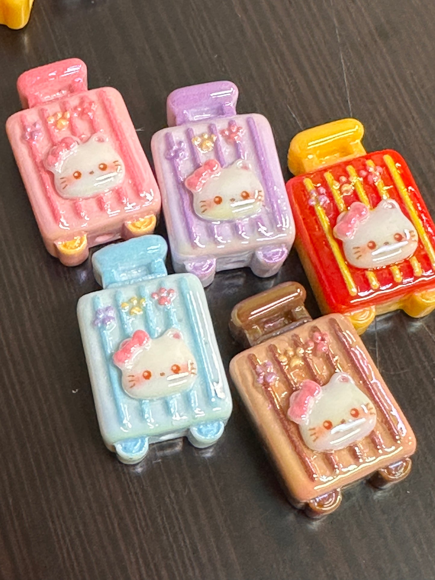 HK Cat rolling suitcase acrylic beads/ Ten (10) beads included assorted colors/pen beading beads / keychain beads/ DIY/