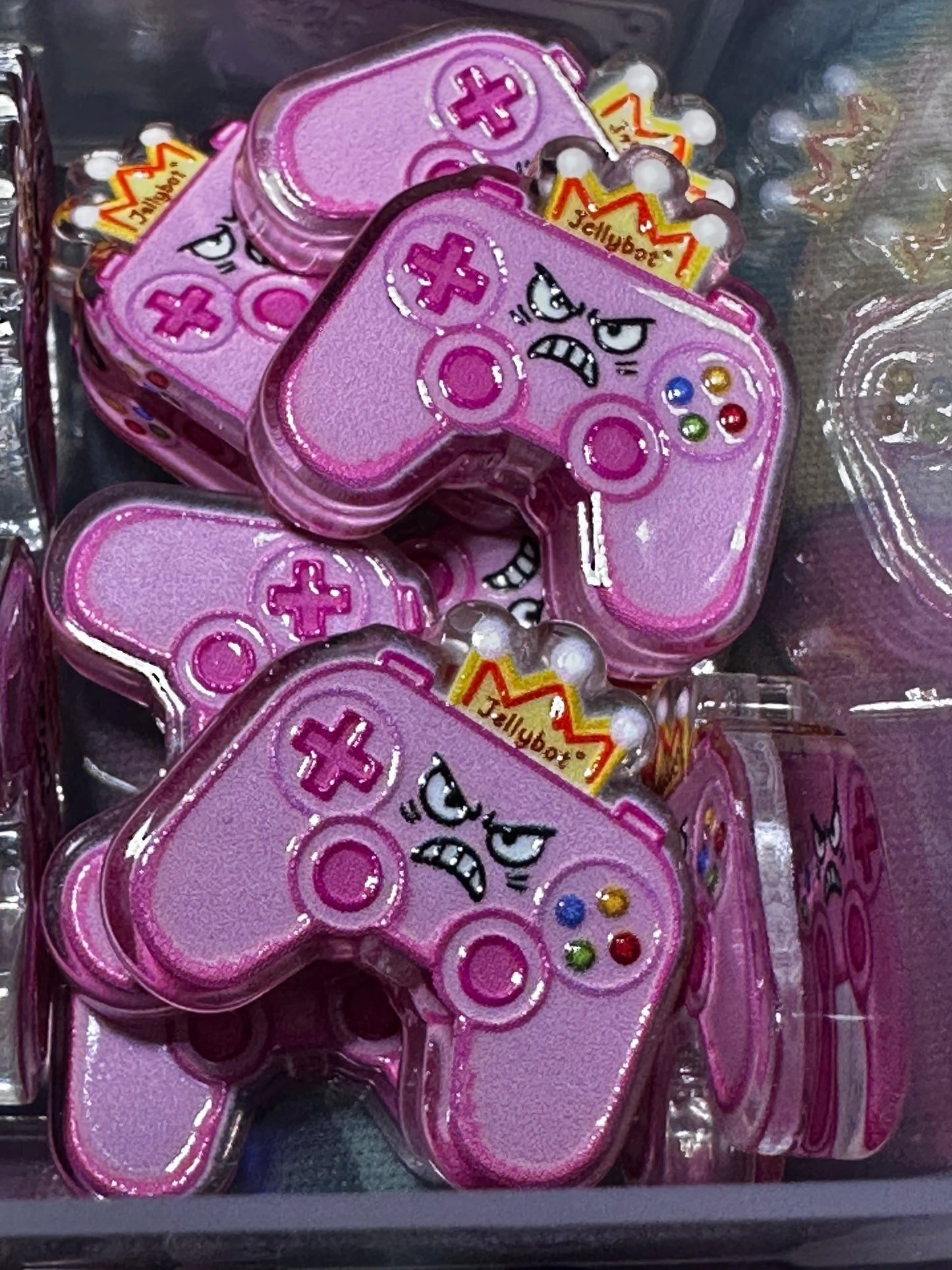 Pink Game Controller acrylic focal bead- set of 2/ focal bead/ pen beading / keychain bead/crown