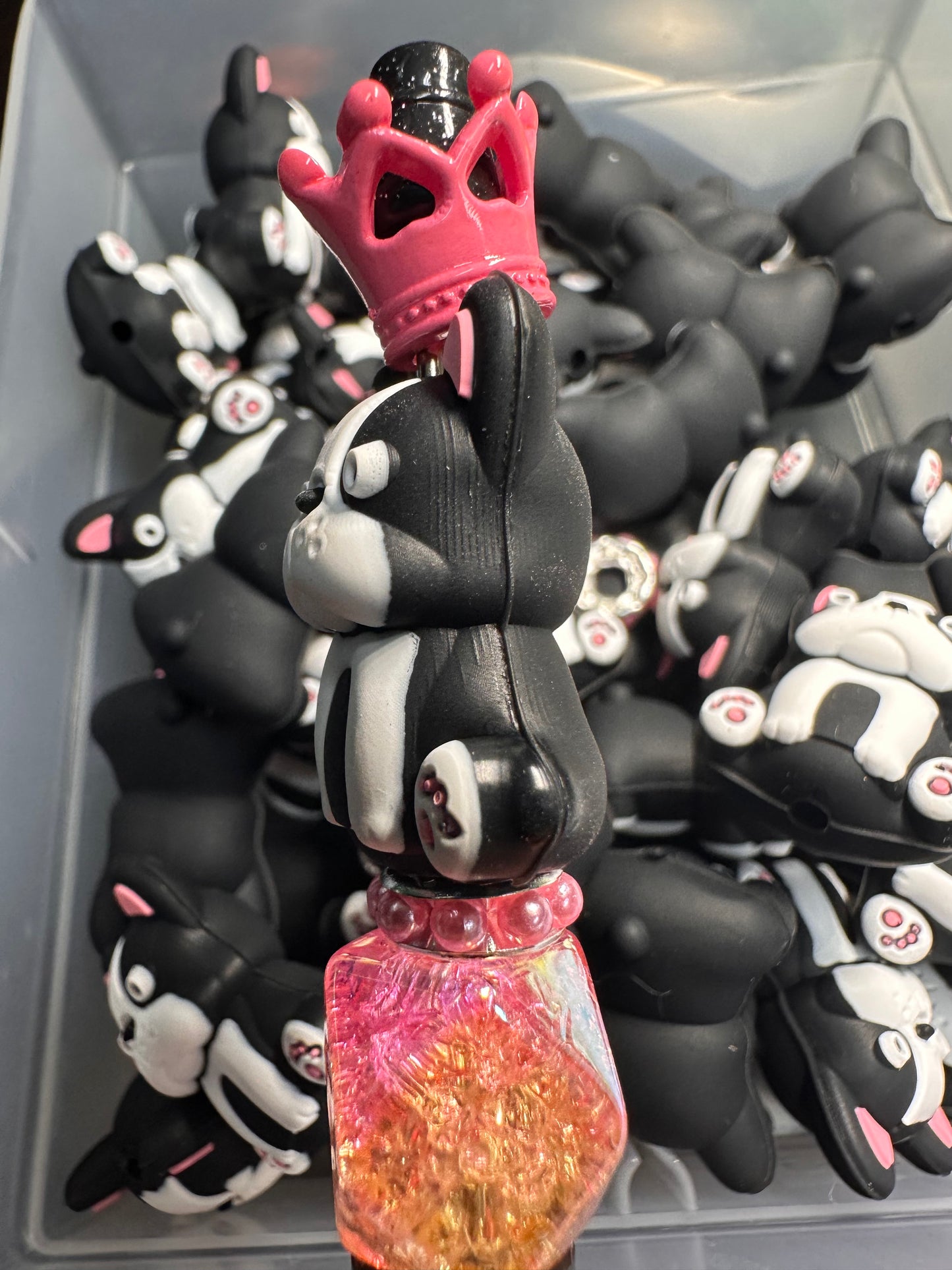 3D Boston Terrier Bostie dog silicone focal bead/
