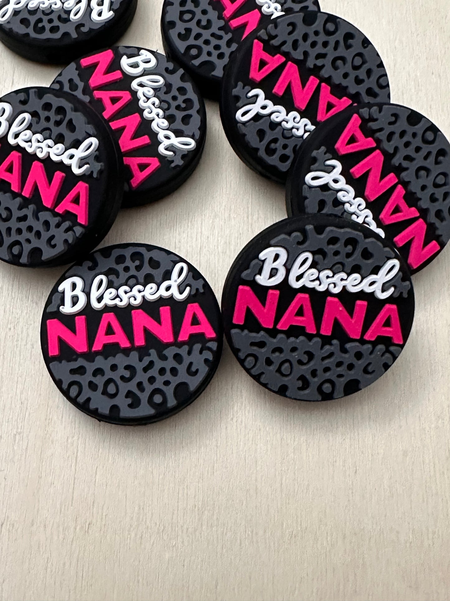 Nana Focal Bead/ beadable pen/ Silicone bead/keychain bead/ circle shaped/ Mothers Day/ Grandmother/ Blessed Nana