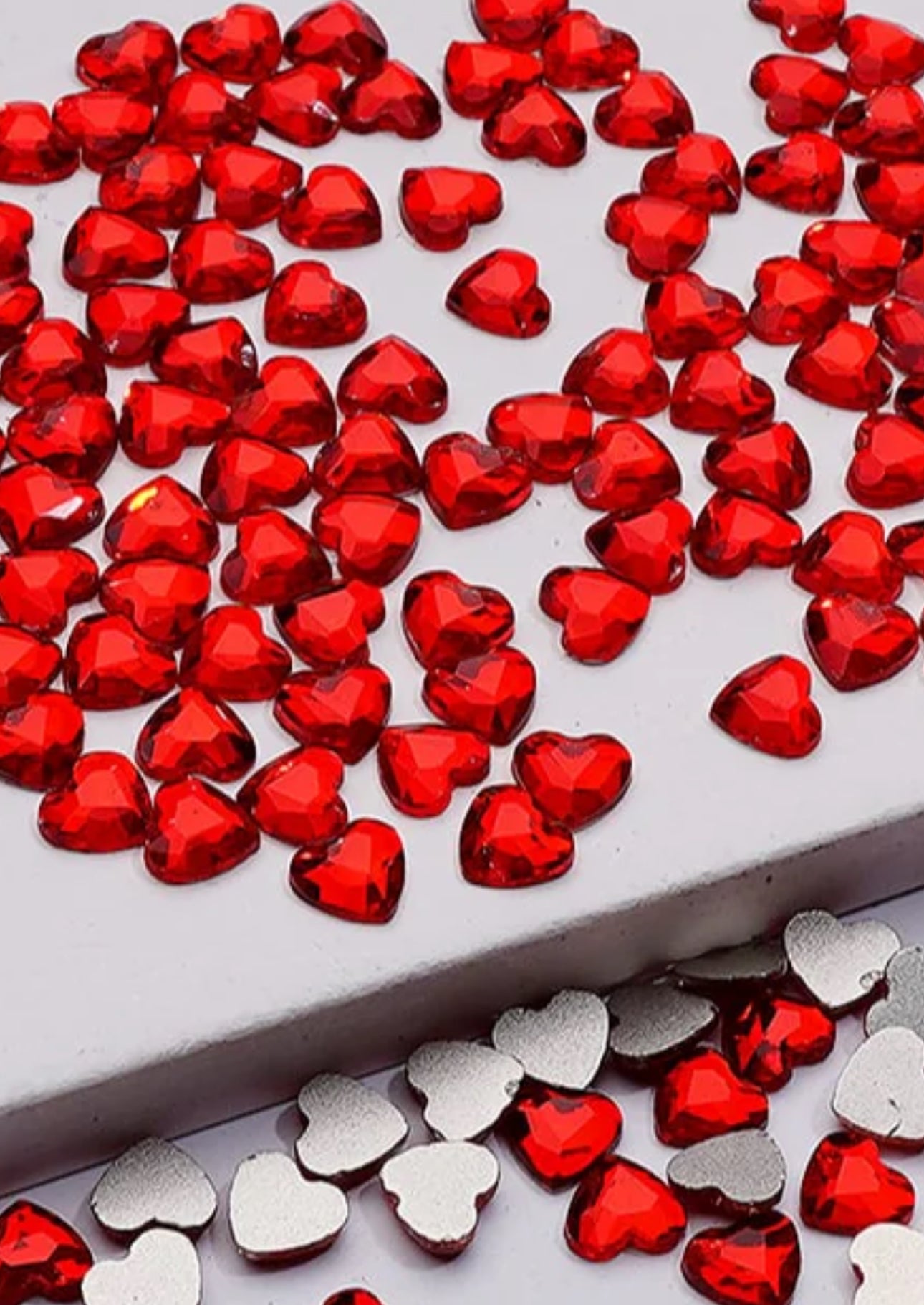 Sparkly little flat backs faceted heart shaped charms/many colors/