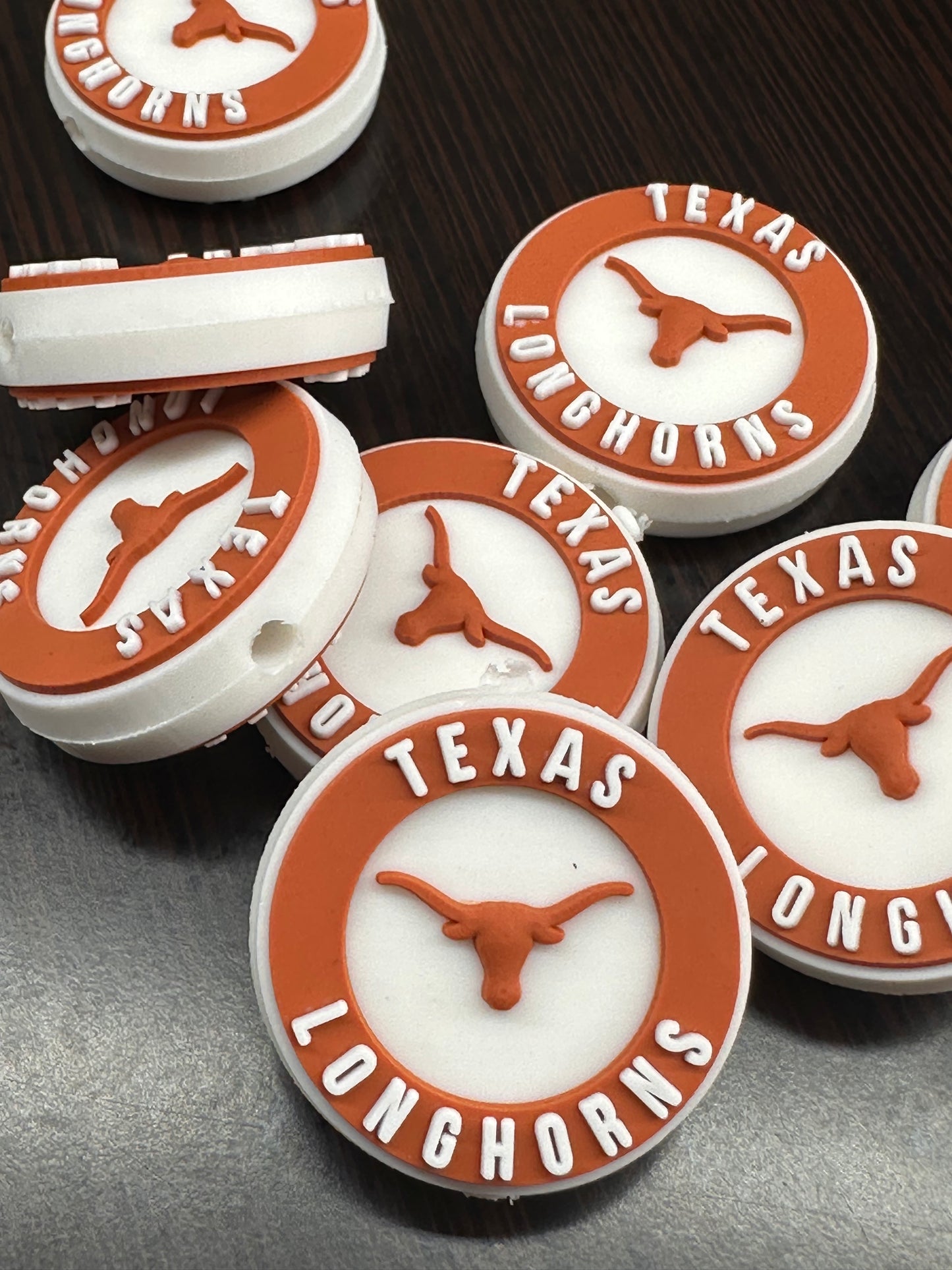 Texas Longhorns focal beads/Focal Bead/ beadable pen/ Round Silicone bead/ keychain bead / Football/#2