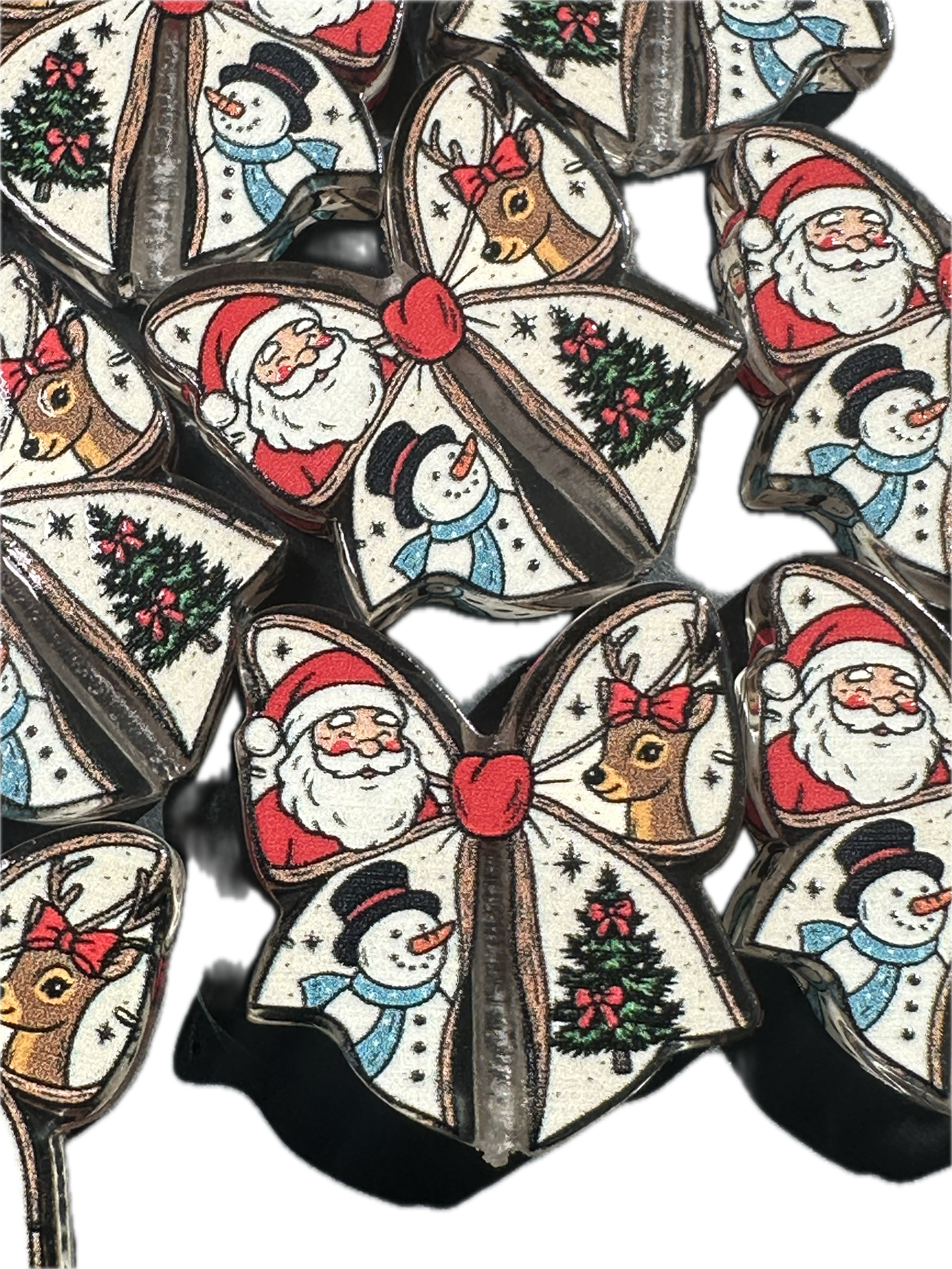 Christmas bow acrylic focal bead- set of 2/ focal bead/ pen beading / keychain bead / jewelry DIY