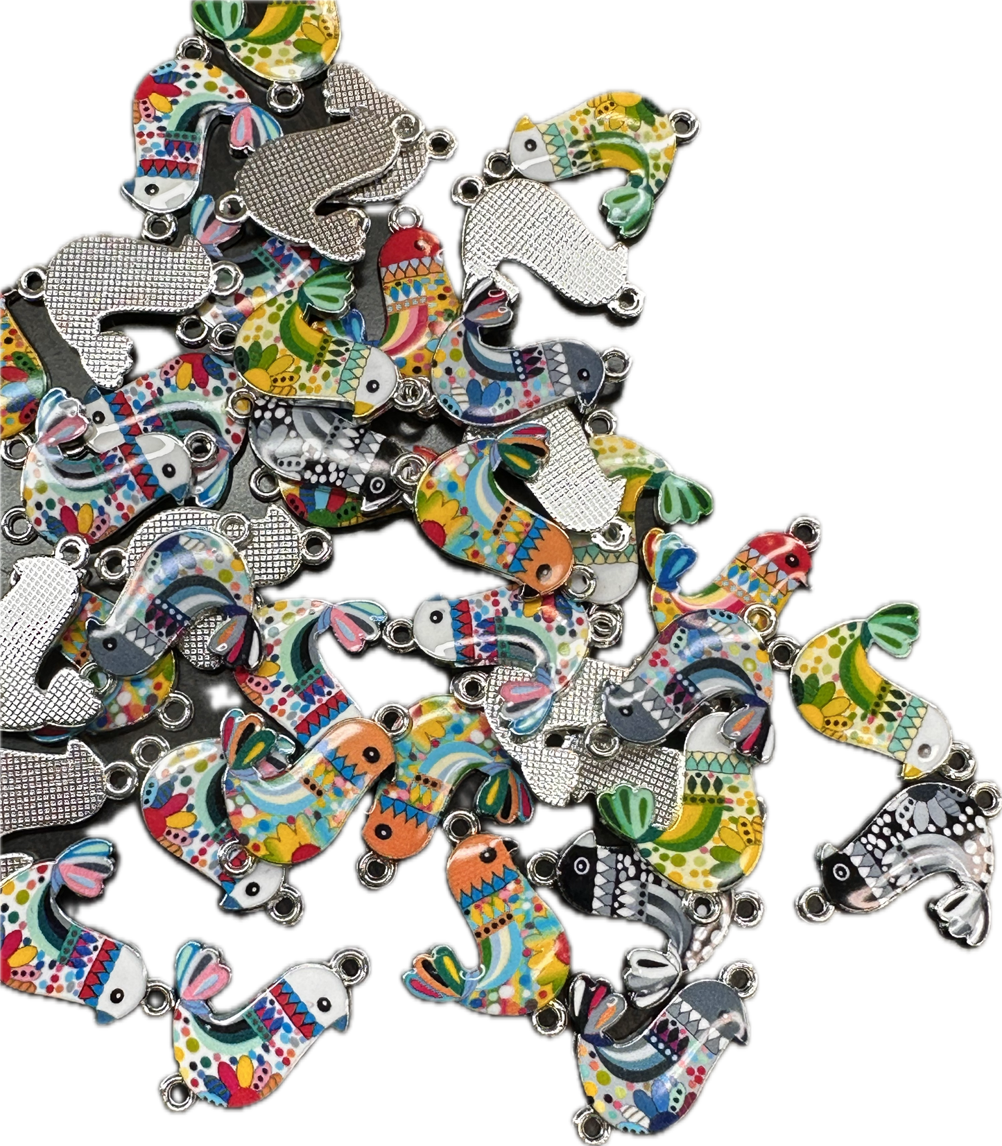 Colorful Enamel Bird Charms ā Whimsical Metal Connectors (1, 5, or 10 Pieces)