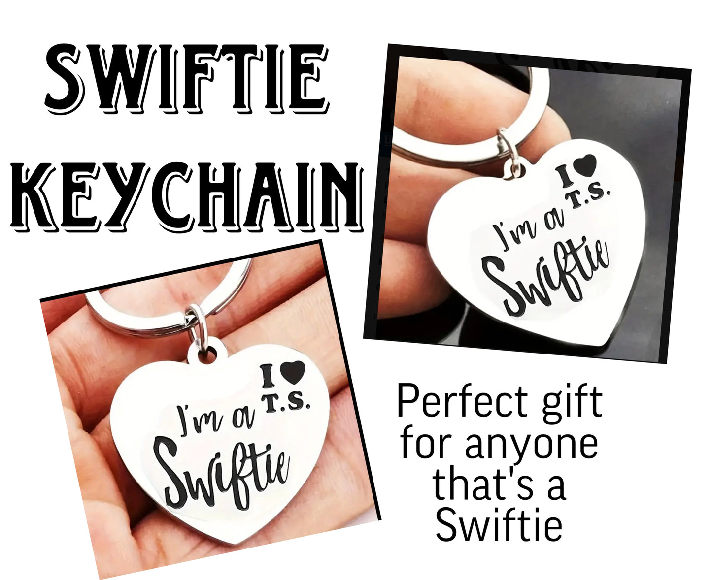 Swiftie keychain/ stainless steel/ I love TS/ Taylor Swift