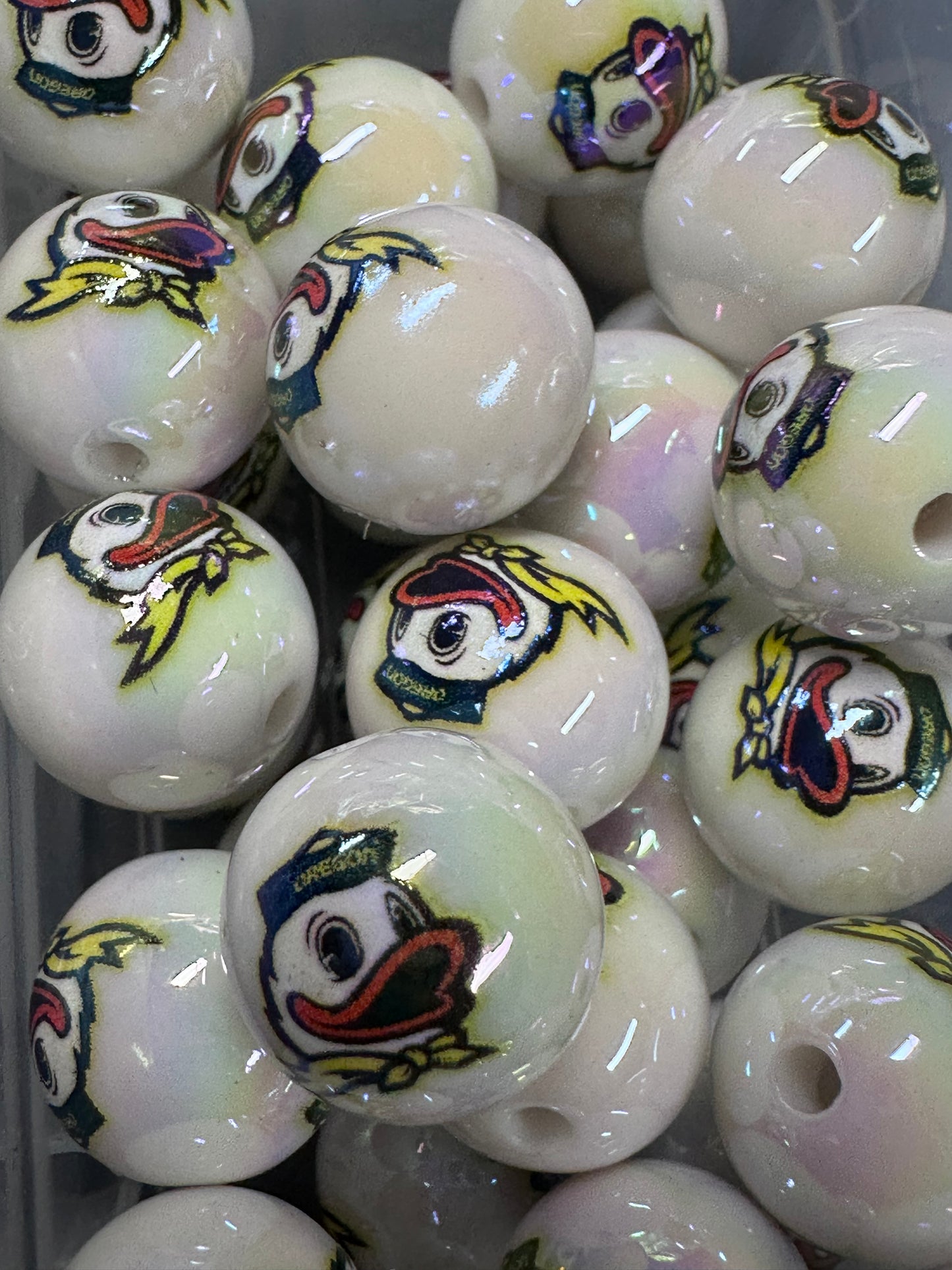 University of Oregon Ducks 16mm Sports Print Beads • Set of 10 • Great for Pens, Keychains & Crafts- mighty ducks