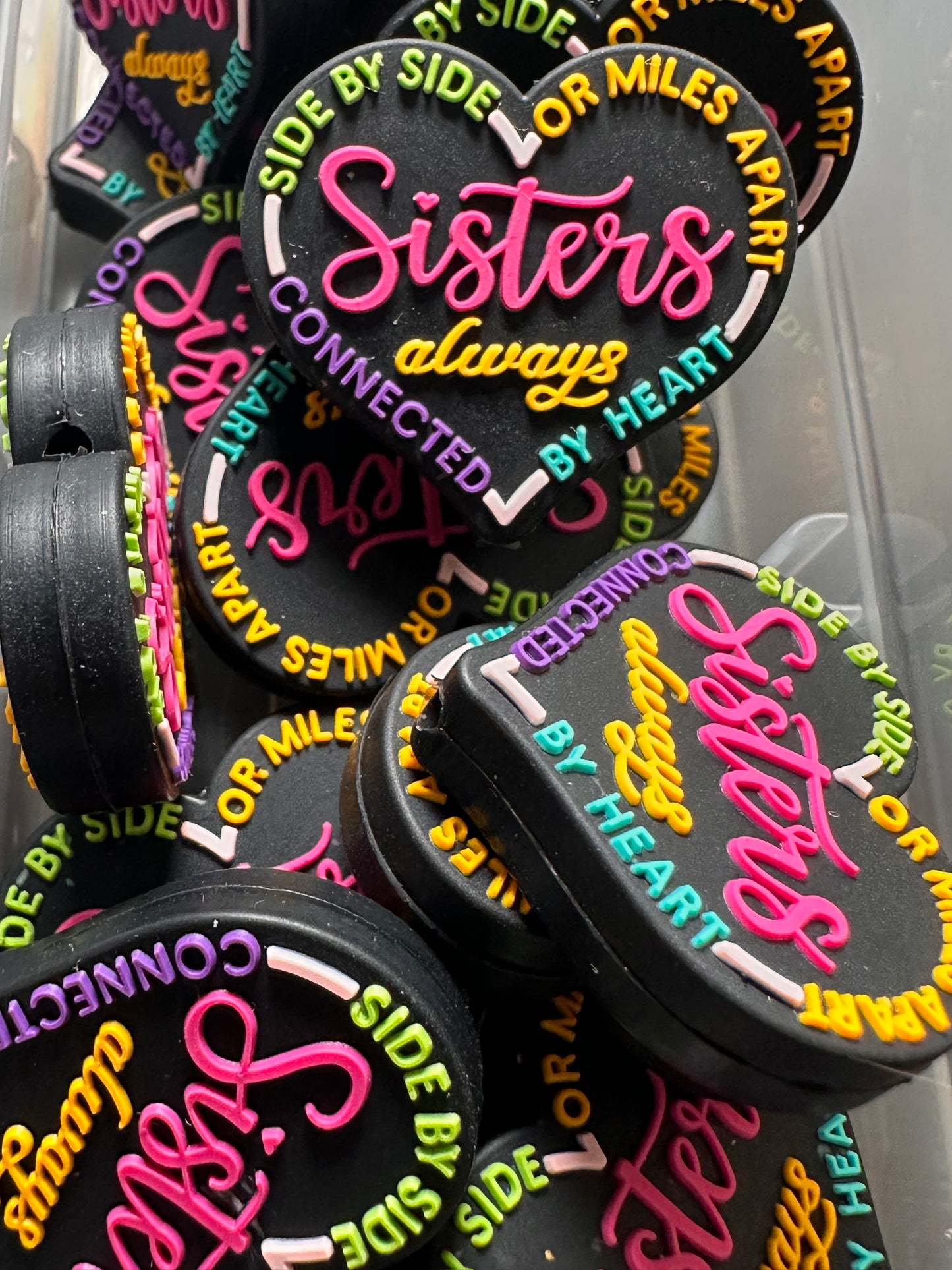 Sisters Focal Bead/ beadable pen/ Silicone bead/ keychain bead/ family/ best friends
