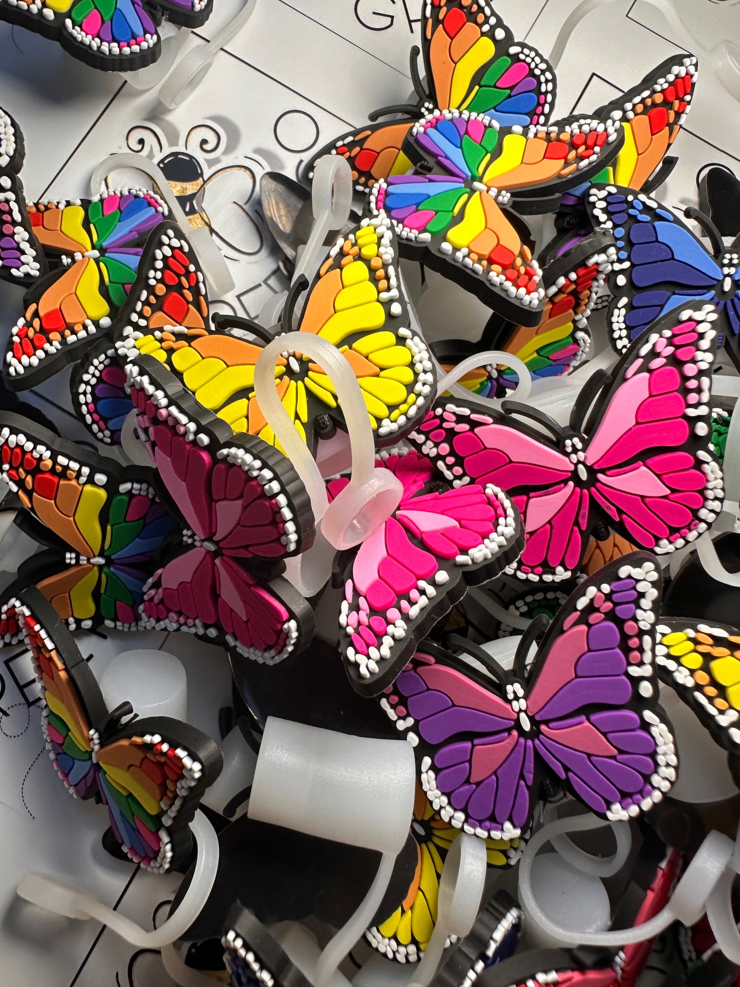 Butterfly straw toppers/ fits 30-40 oz tumbler cups /Butterfly 22mm +