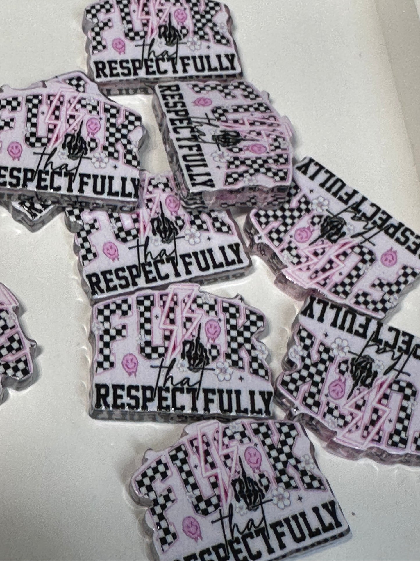 Respectfully acrylic focal bead- set of 2/ focal bead/ pen beading / keychain bead