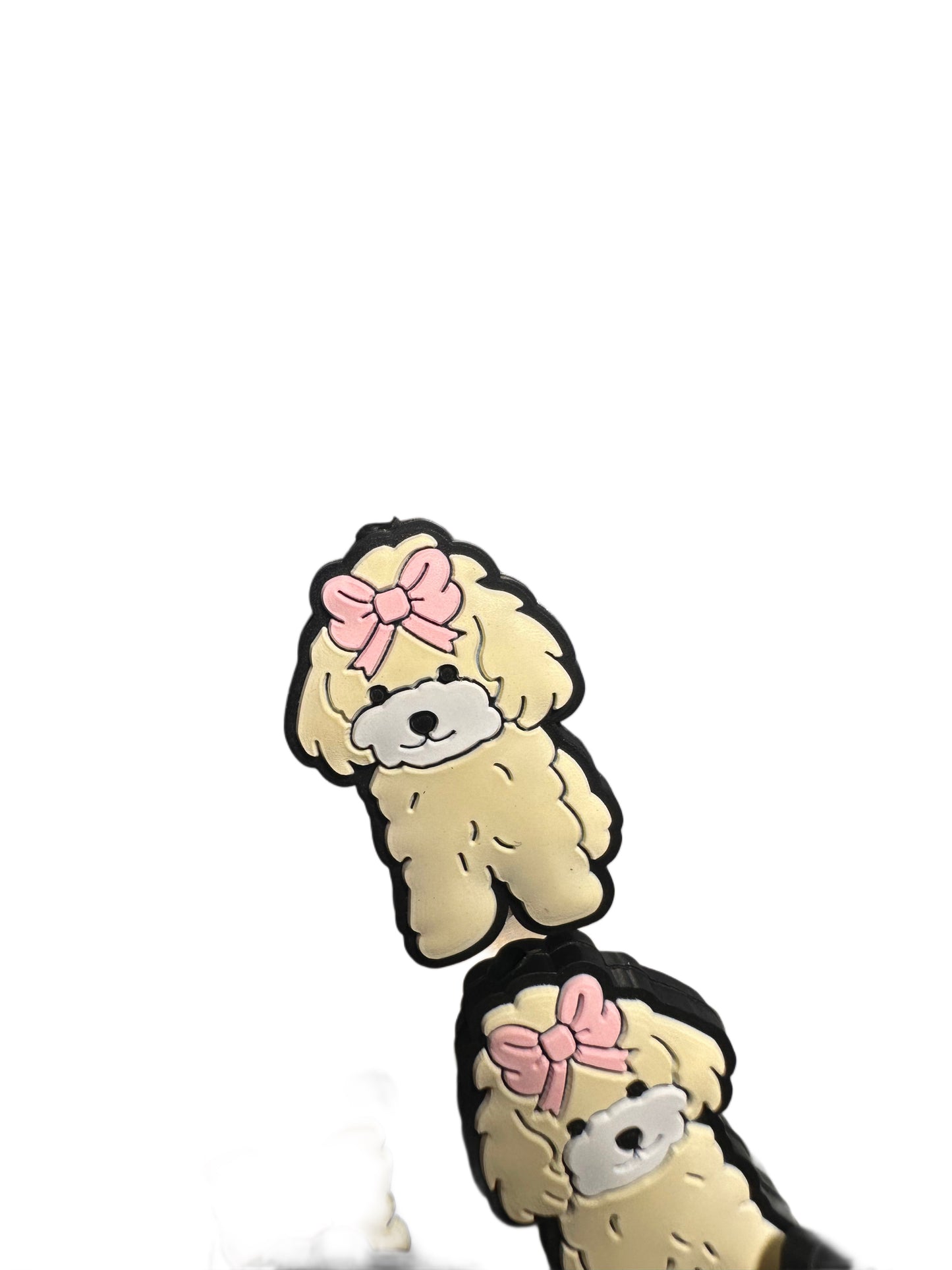 Cute dog with pink bow/Focal Bead/ beadable pen/ Silicone bead/ keychain bead/ puppy/