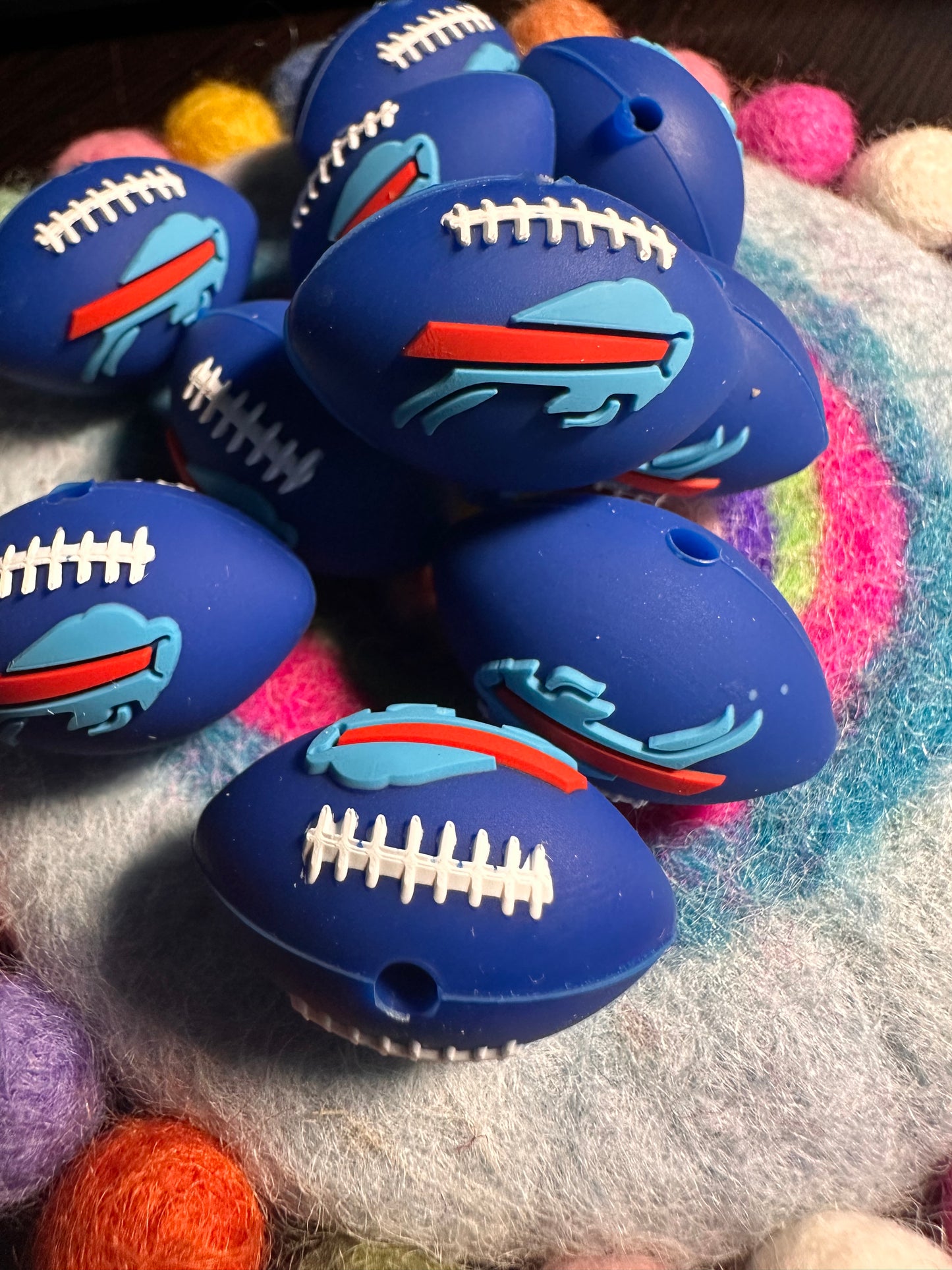 3D Buffalo Bills focal bead design / football shaped