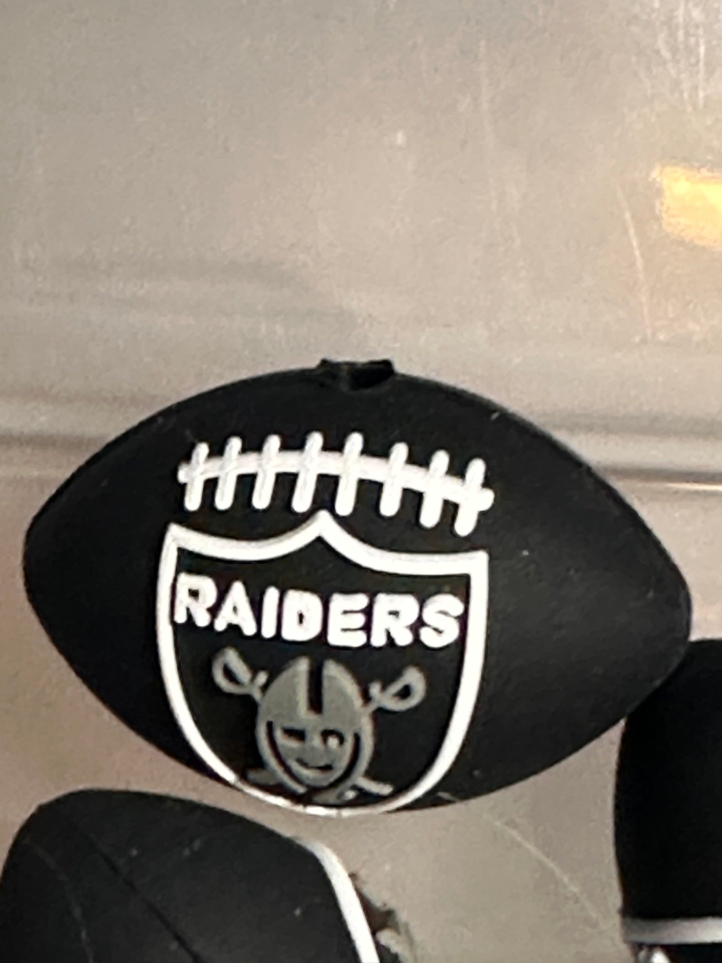 3D Las Vegas Raiders focal bead / football shaped silicone bead