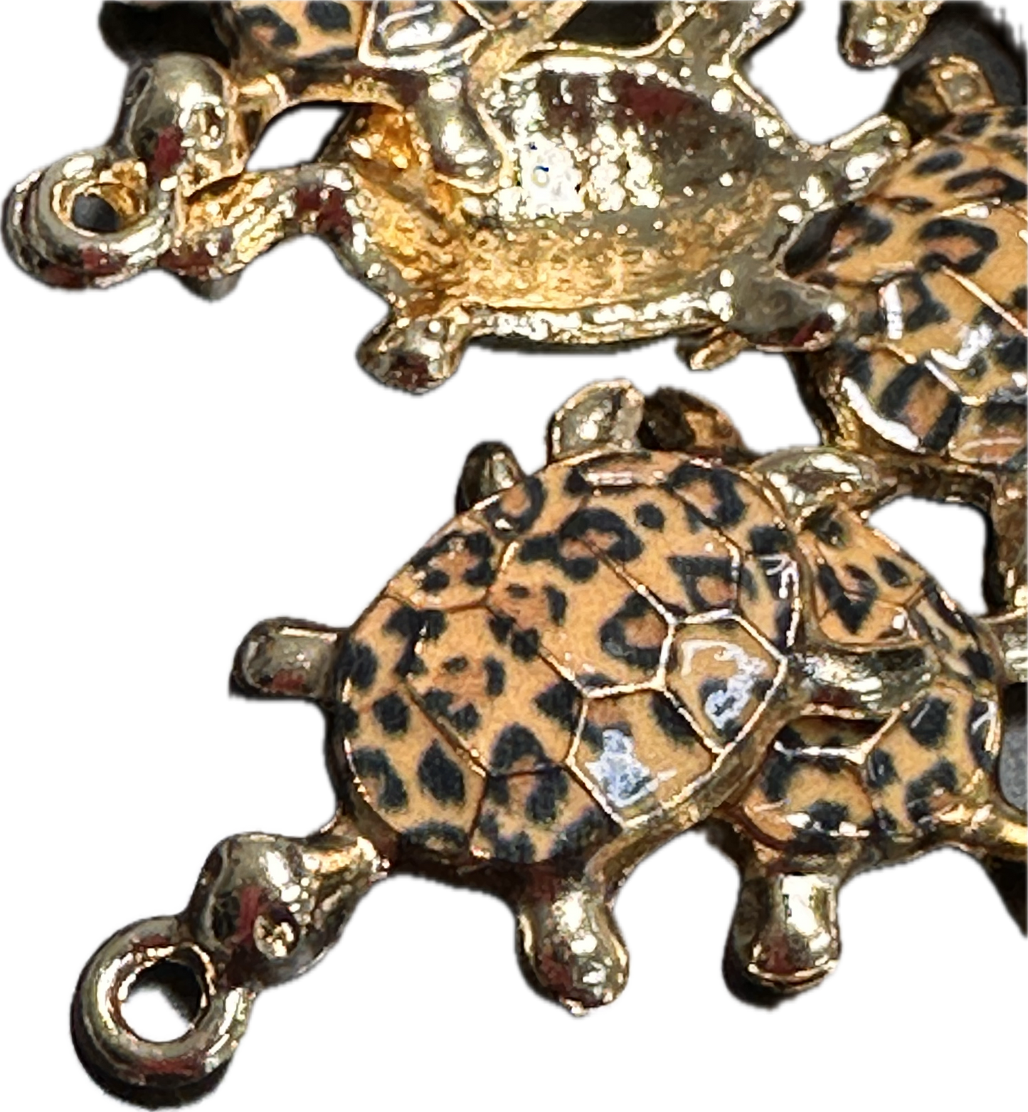 Leopard print enameled metal turtle charms/ DIY-earrings,necklace,charm bracelet/ sea turtle