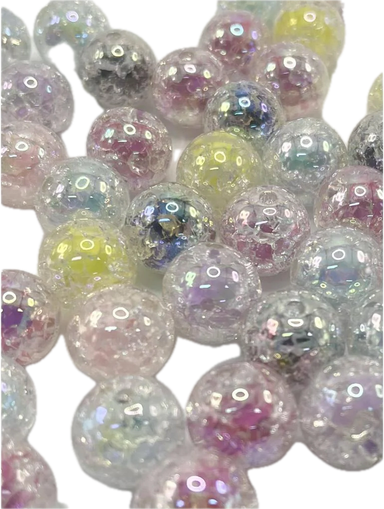 Double Crackle beads/Ten (10) beads / jewelry Beads/ beadable pen/ keychain bead/ acrylic/ 16mm