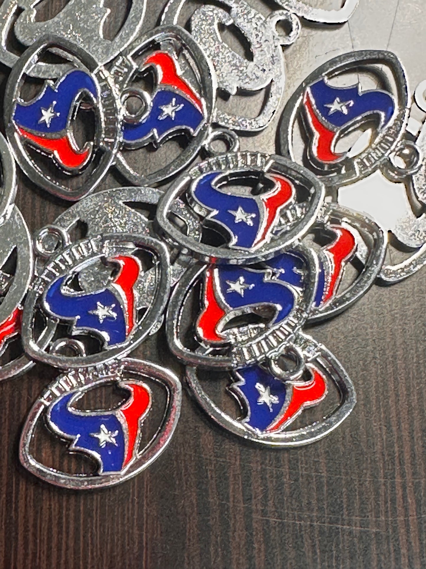Enameled metal charms/ Houston Texans pendant/ DIY charm bracelet/ DIY necklace