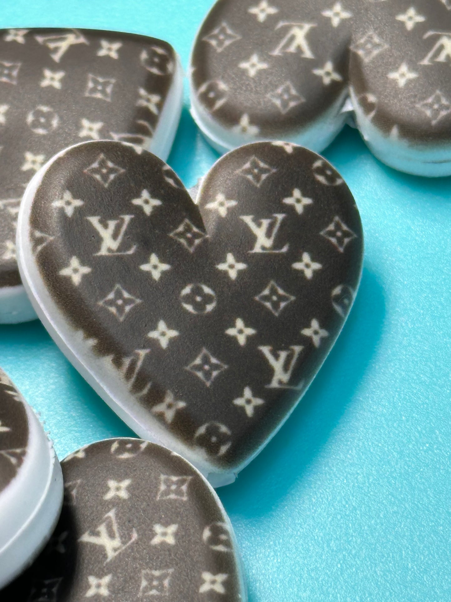 Heart shaped silicone focal bead with designs/ pen beading/ keychain bead/ DIY/ fancy bead #1