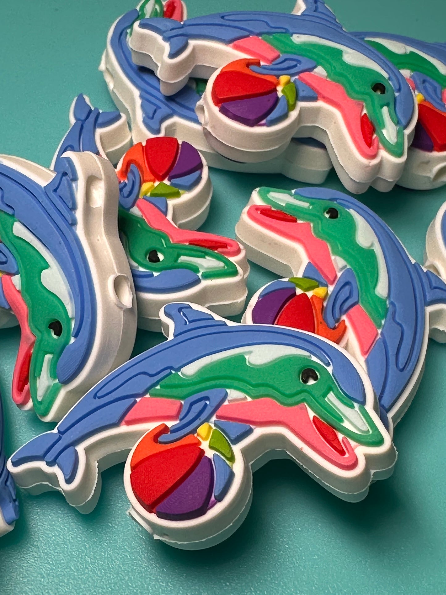 Colorful dolphin/ silicone focal bead/ pen beading / DIY keychain bead