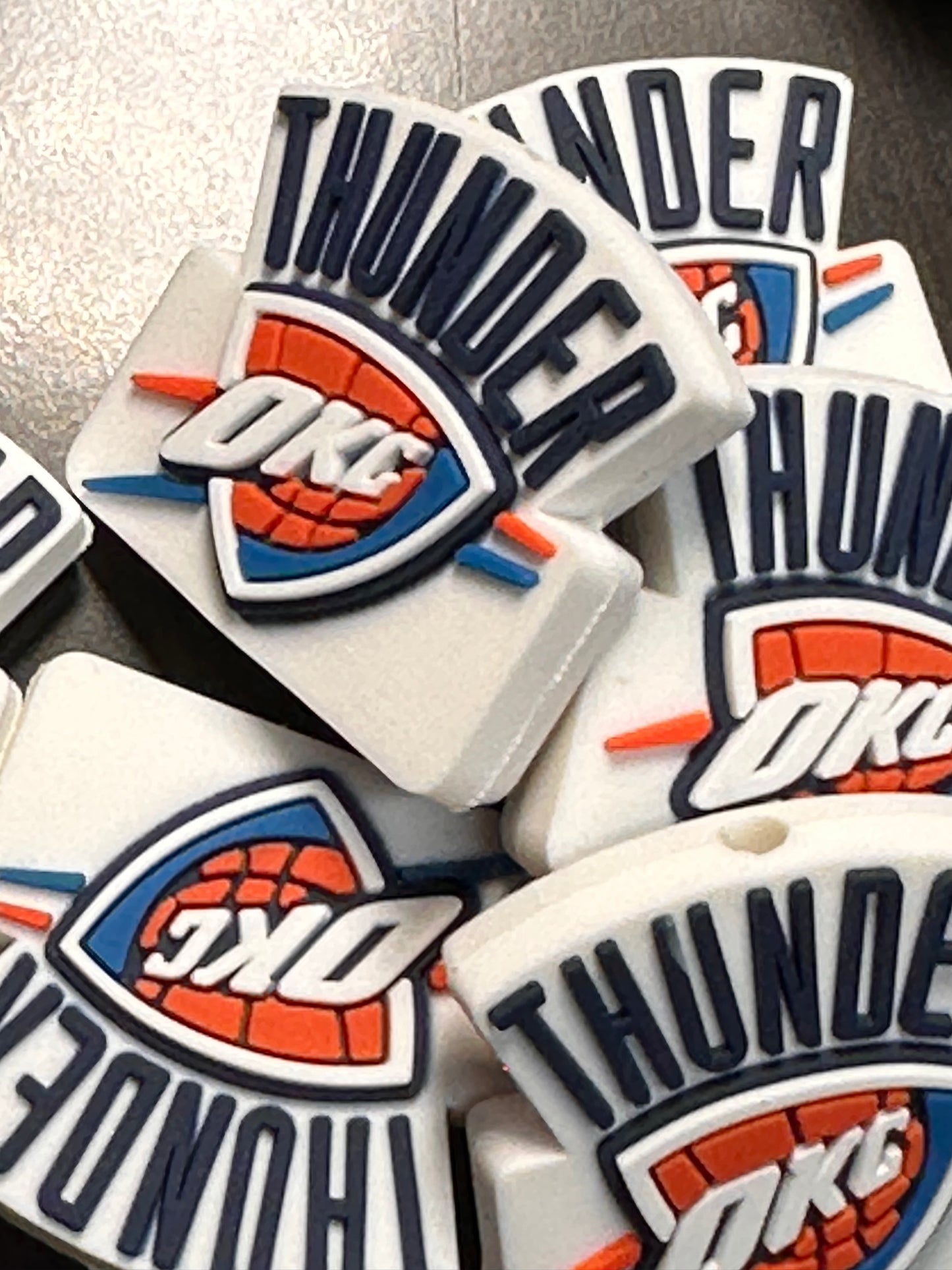 NEW OKC THUNDER focal bead/ silicone bead/ basketball