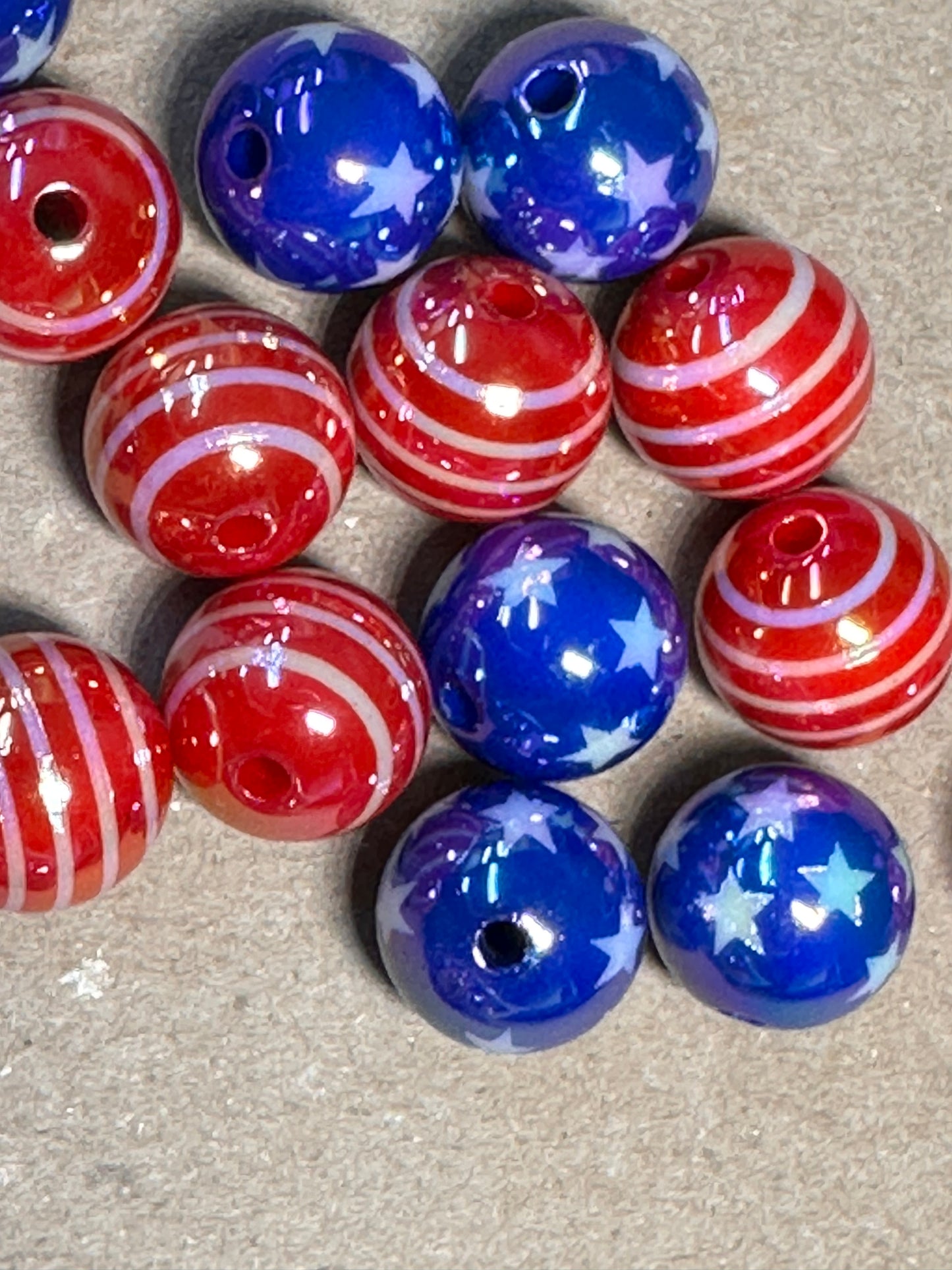 Ten (10) Acrylic Beads included/Patriotic Bead/ beadable pen/ keychain bead/ colorful beads/ 5 beads red striped beads and 5 beads blue star beads/ Trump