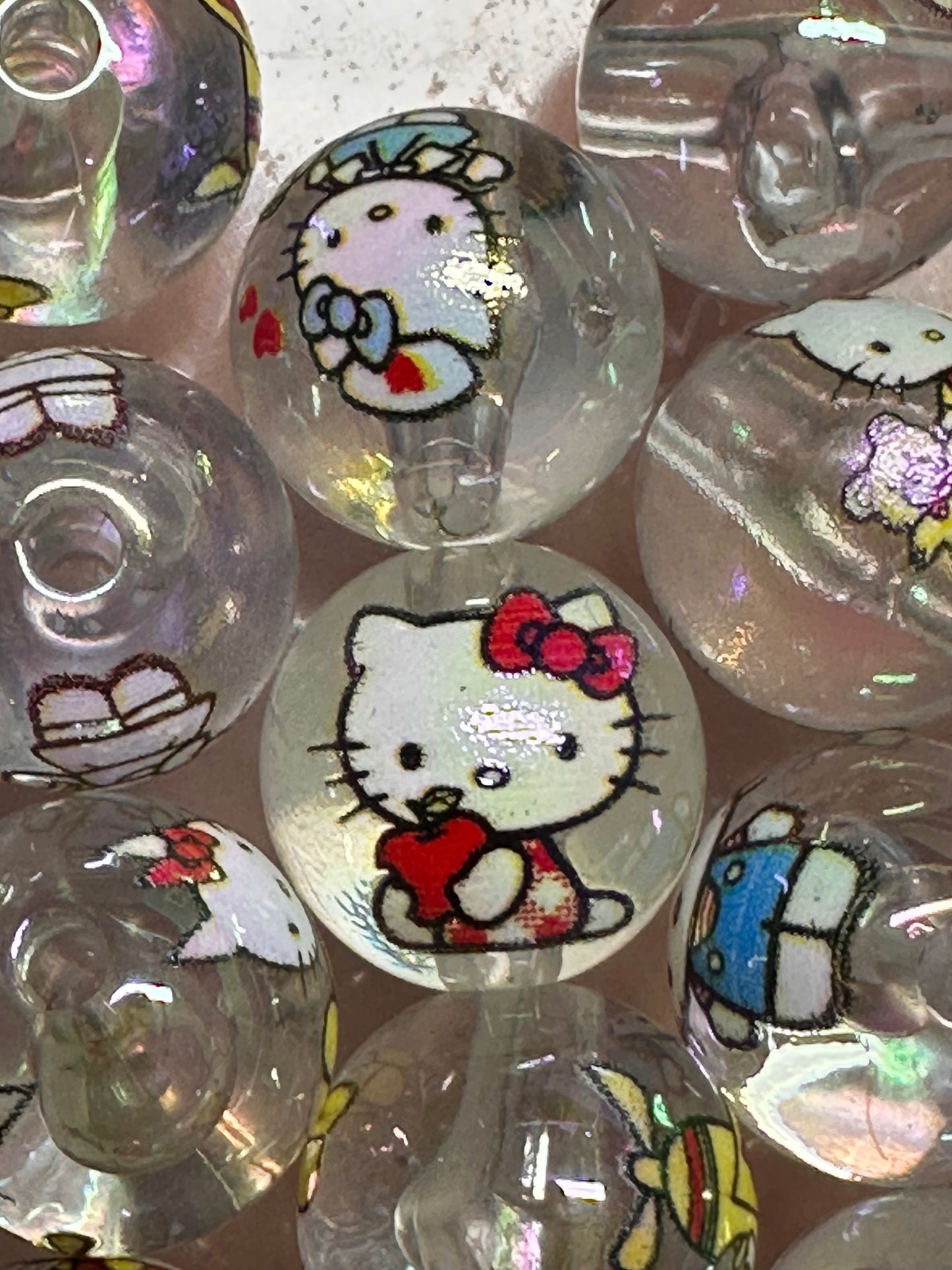 Ten (10) clear cat beads/ round shaped beads/ pen beading beads / keychain beads/ DIY/ 16mm/ cat/