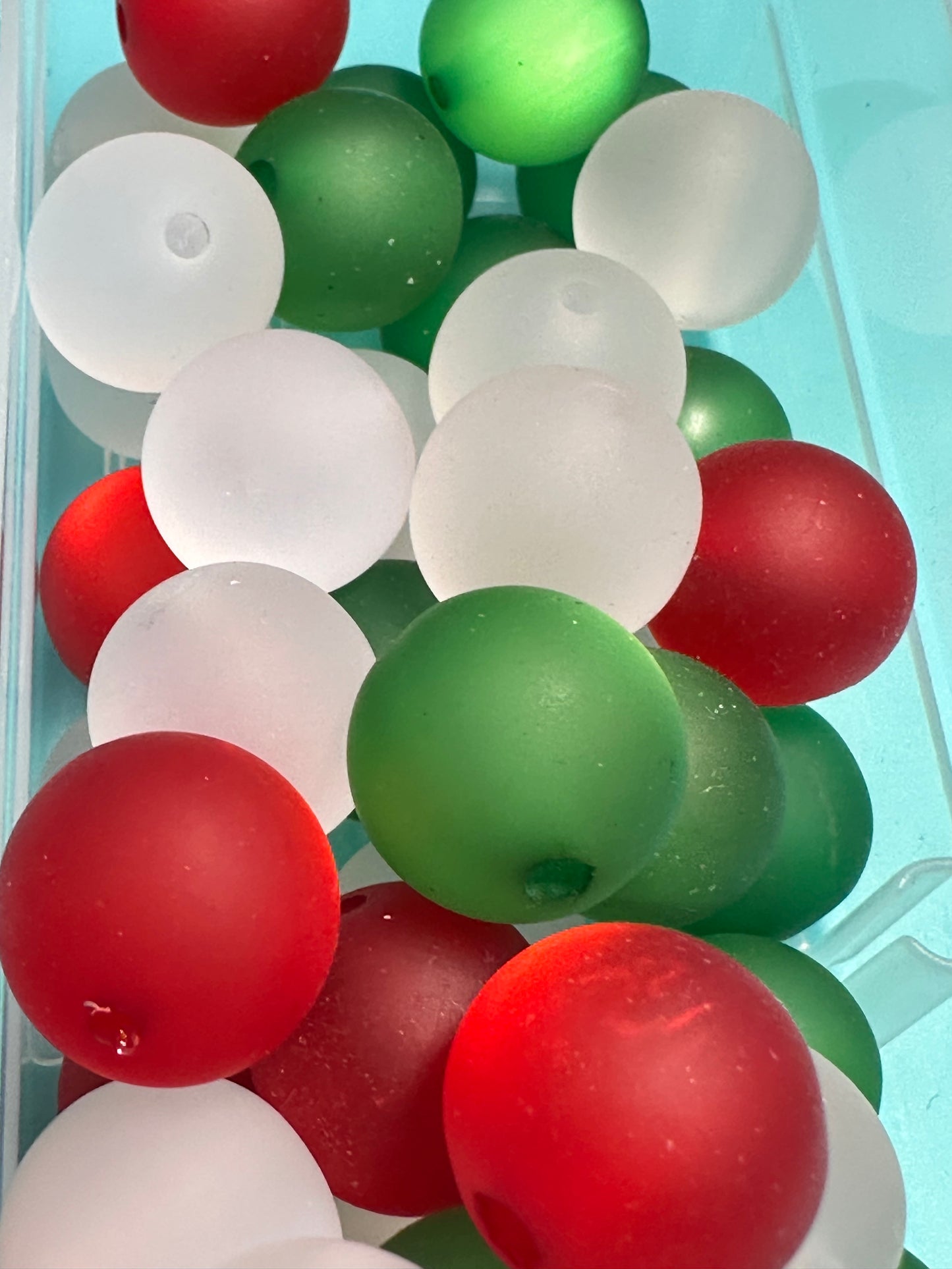 Acrylic red, green, and white beads included/ Bead/ beadable pen/ keychain bead/ Christmas bead/ Ten (10) beads