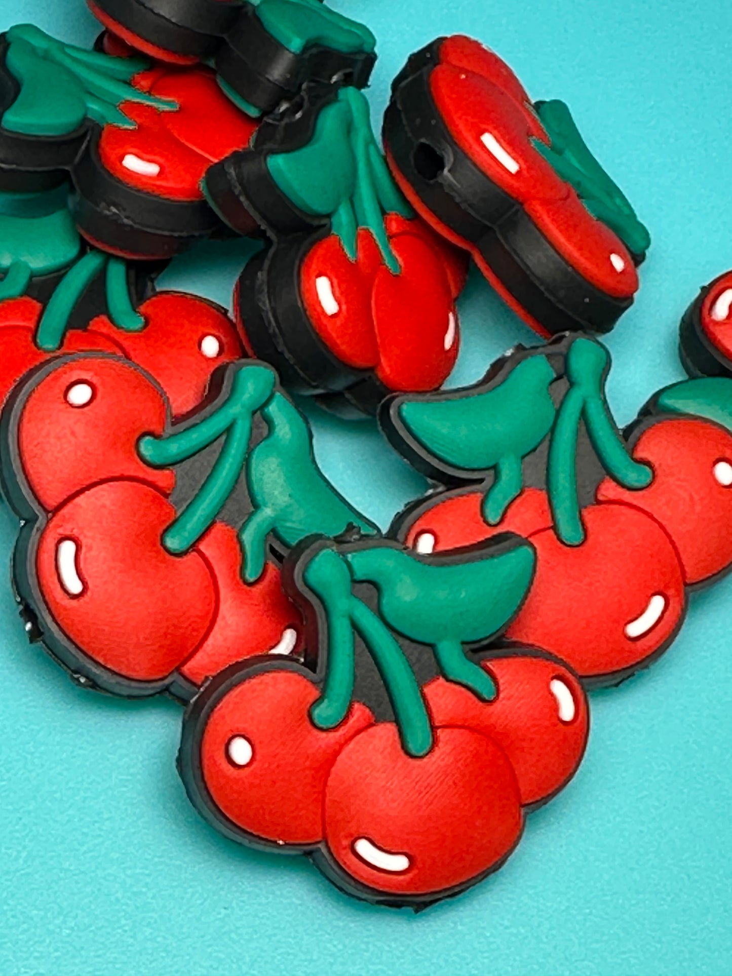 Cherries Silicone focal bead for pen beading and keychain DIY/ snack food/ #2