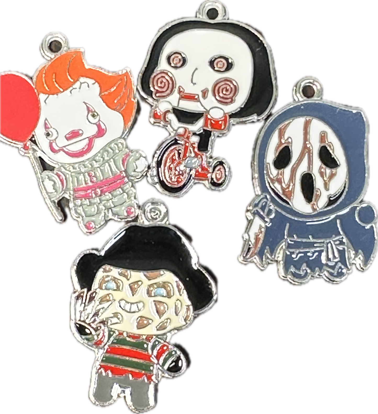 Scary guys enameled metal charms/ DIY charm bracelet/ DIY necklace #8- Set of 4 or individually