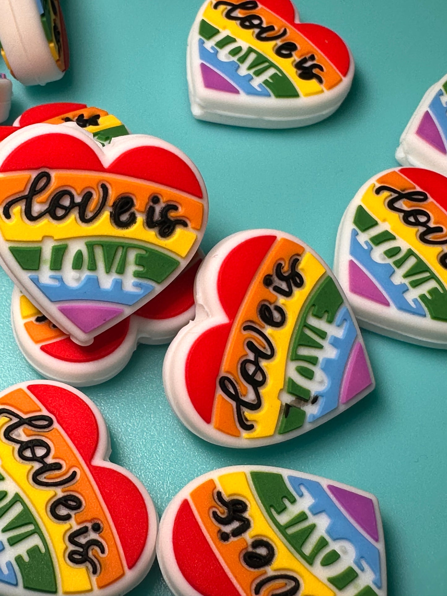 Love rainbow and hearts Focal Bead/ love is love