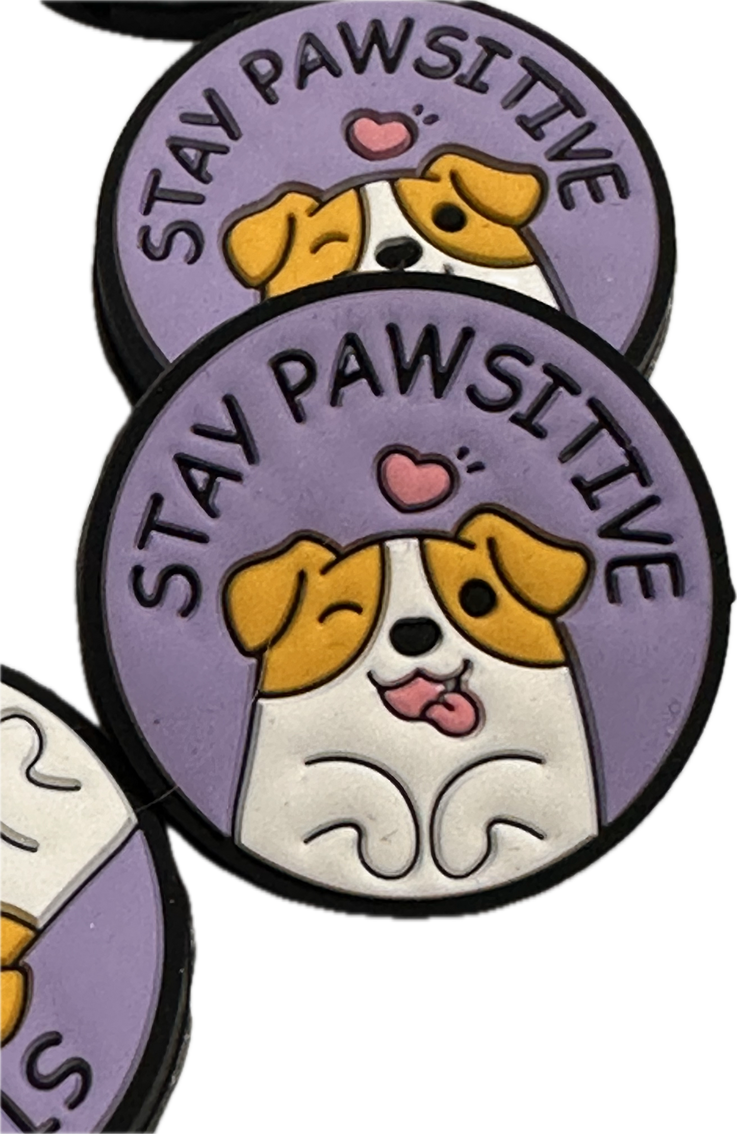 White dog with brown ears silicone focal bead/ dog dad/ dog lover/ stay pawsitive/ heart