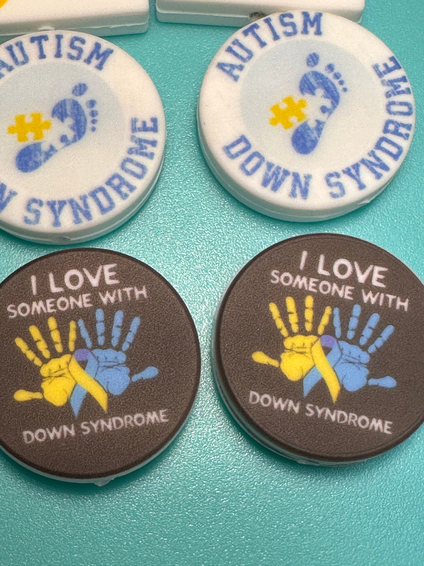 Down Syndrome Awareness Ribbon Focal Beads/ beadable pen/ Silicone bead/ keychain bead/ 5 designs/ World Down Syndrome Day