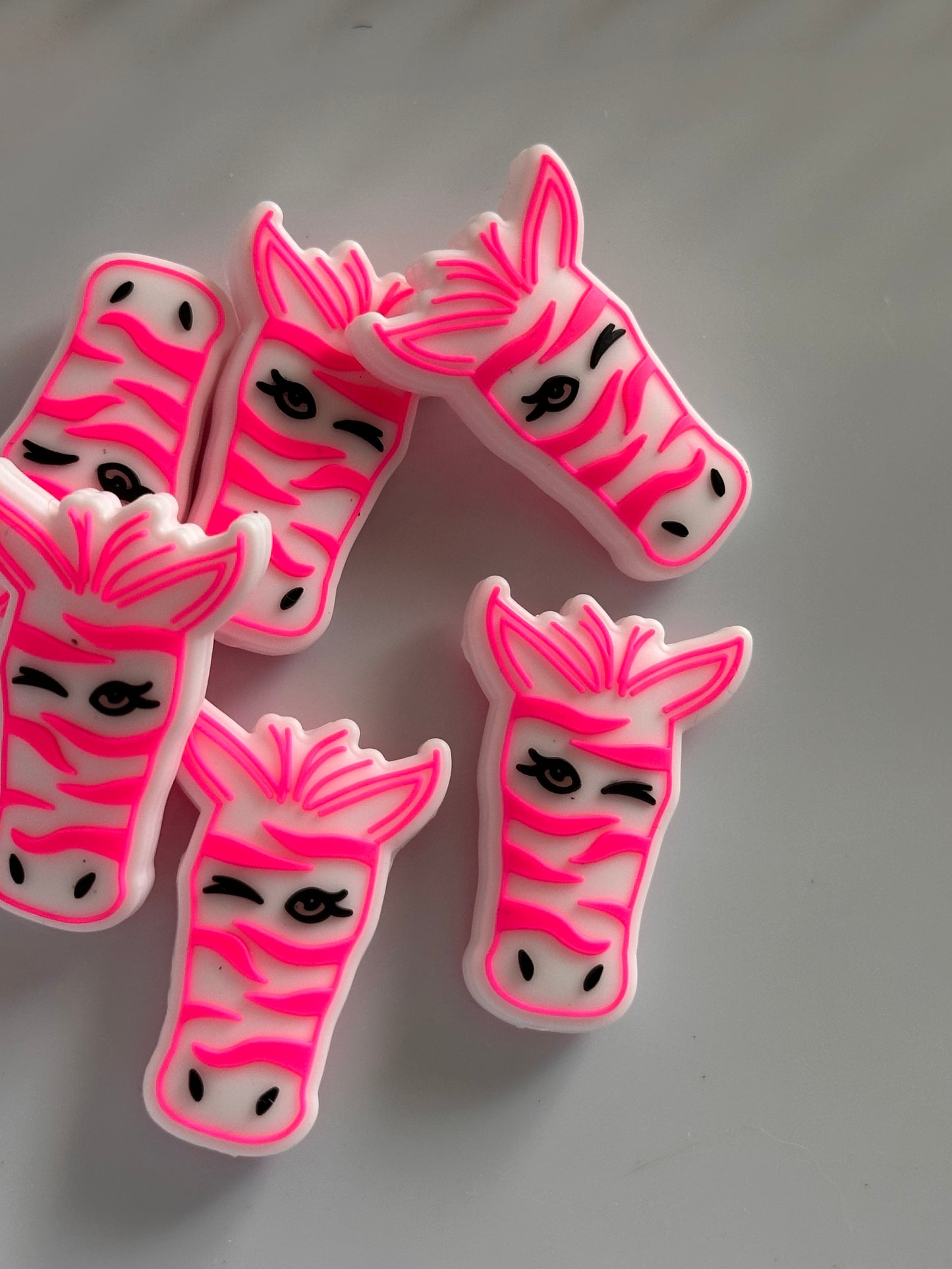 Pink Zebra striped focal bead / zoo
