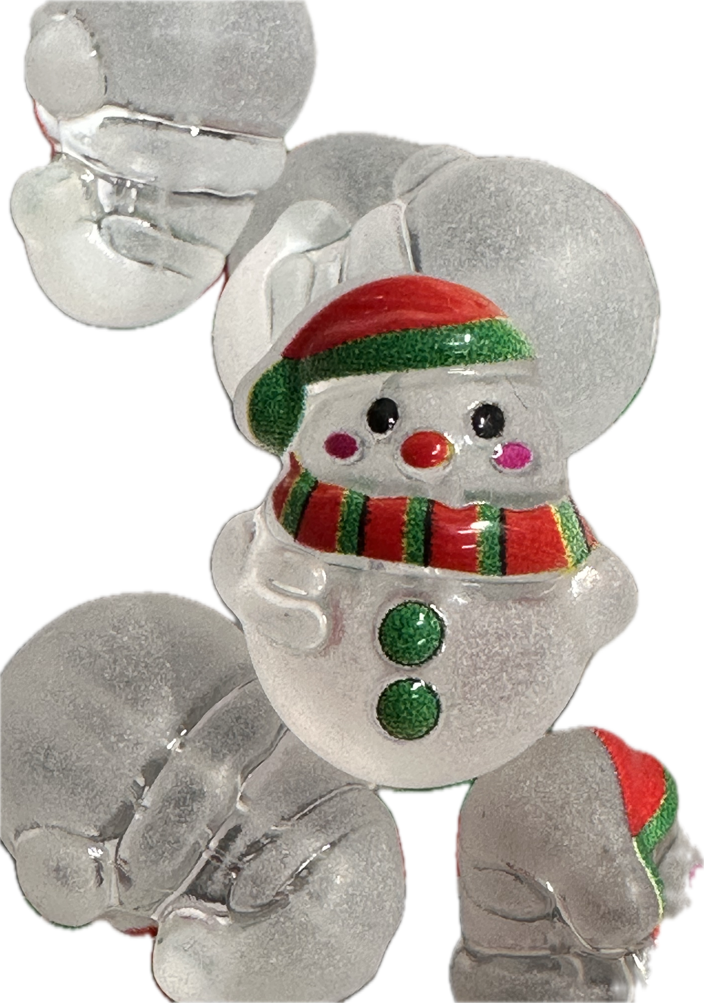 Ten (10) frosted snowman acrylic beads /16mm x 20mm beads / acrylic bead/ keychain bead/ jewelry/Christmas/ only twists on to pmake a topper