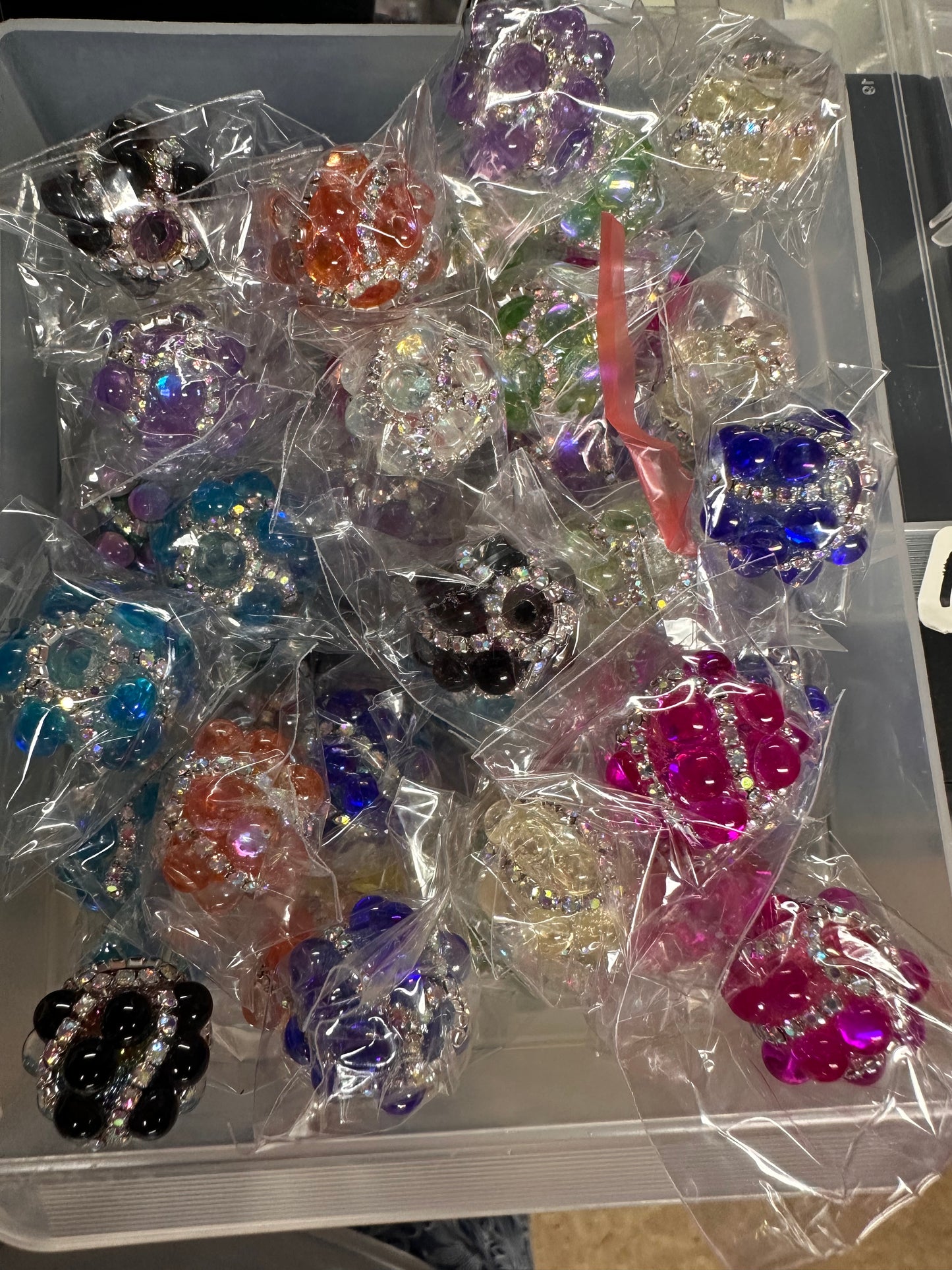 Handmade Rhinestone Accent Bead – Various Colors / elegant handcrafted beads/ pen bead/ bag charm bead