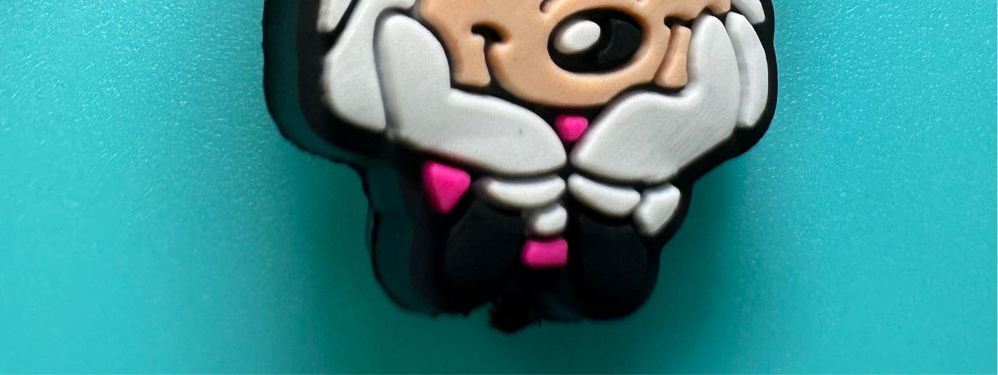 Pink bow girl focal bead/ DIY silicone bead/