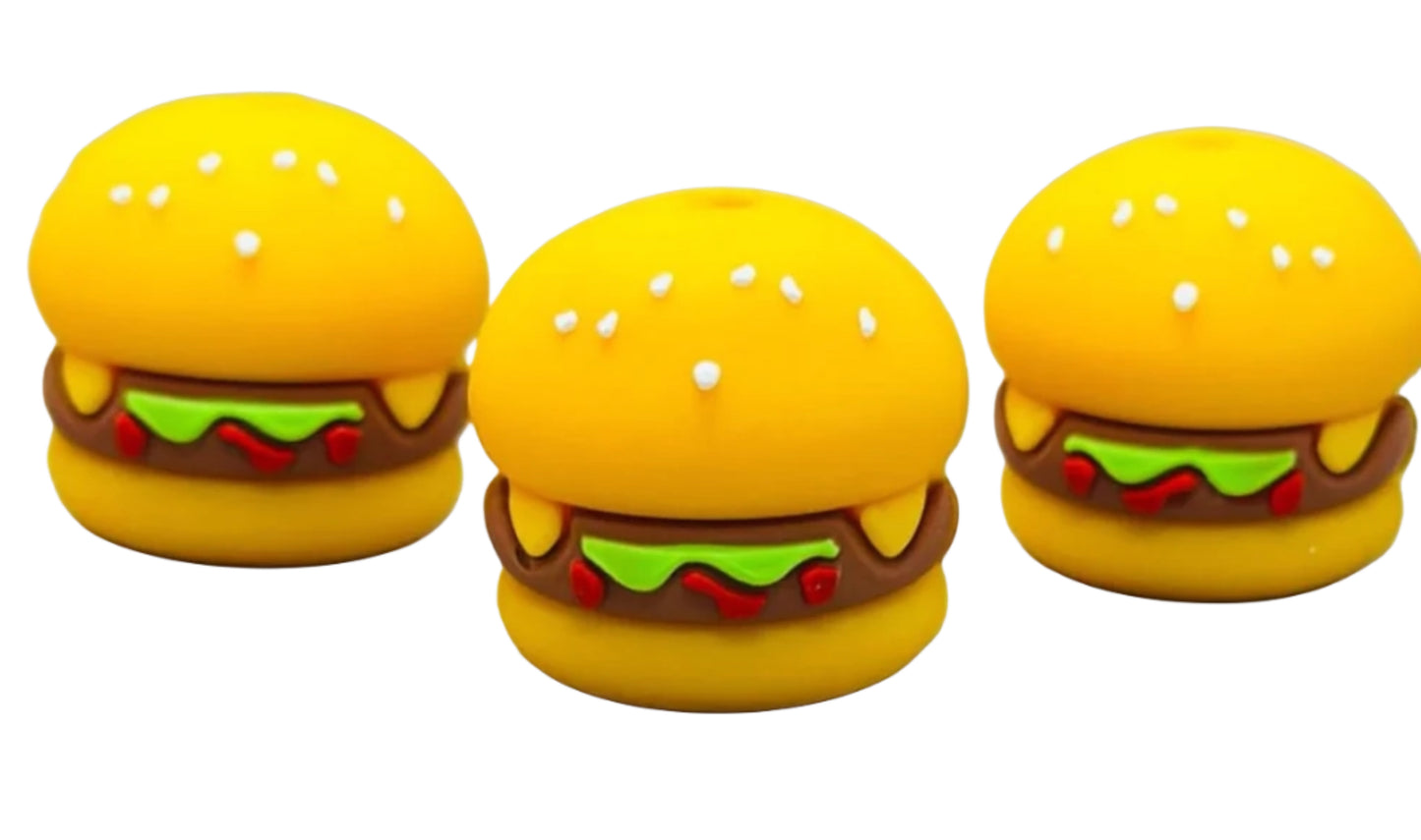 3D Burger Focal Bead/ beadable pen/ Silicone bead/ keychain bead/hamburger/food