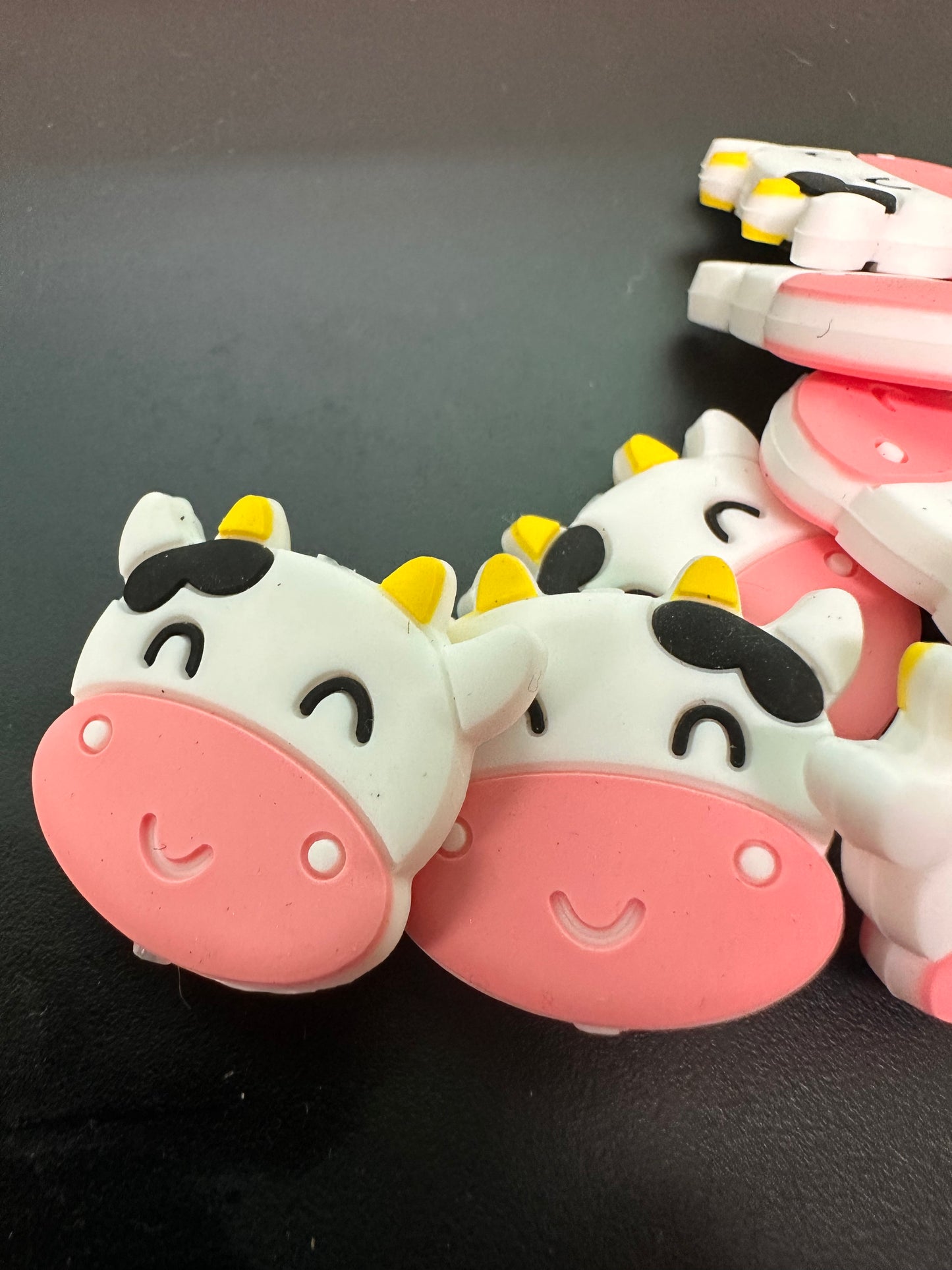 Black and white cows / Focal Bead/ beadable pen/ Silicone bead/ keychain bead/ animal/ farm/ pink nose and grey nose