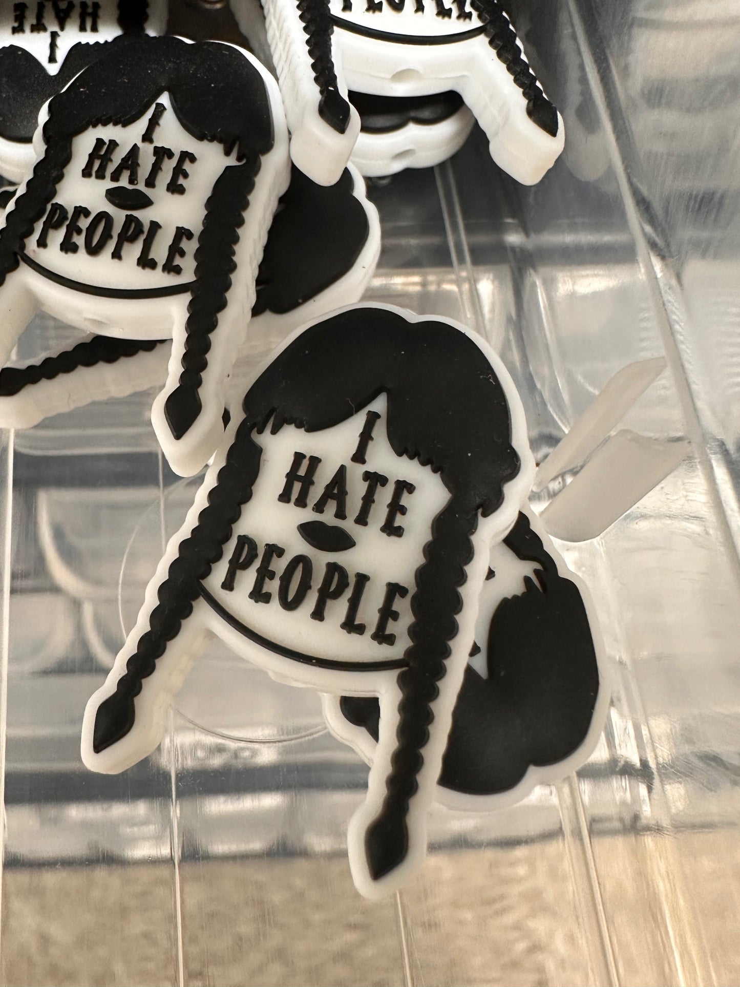 Goth girl focal bead/ I Hate people/ snap snap
