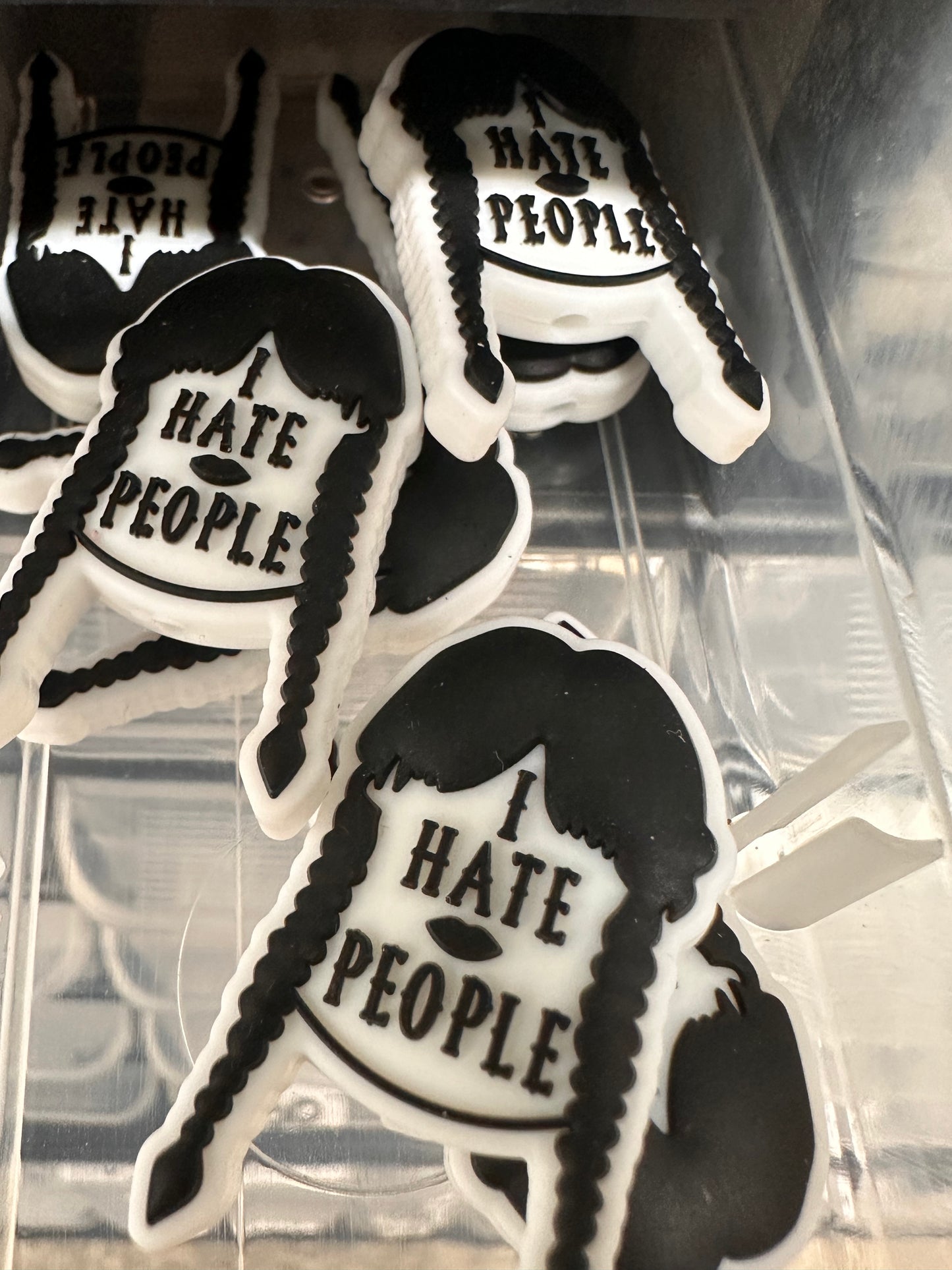 Goth girl focal bead/ I Hate people/ snap snap