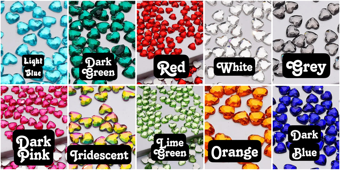 Sparkly little flat backs faceted heart shaped charms/many colors/