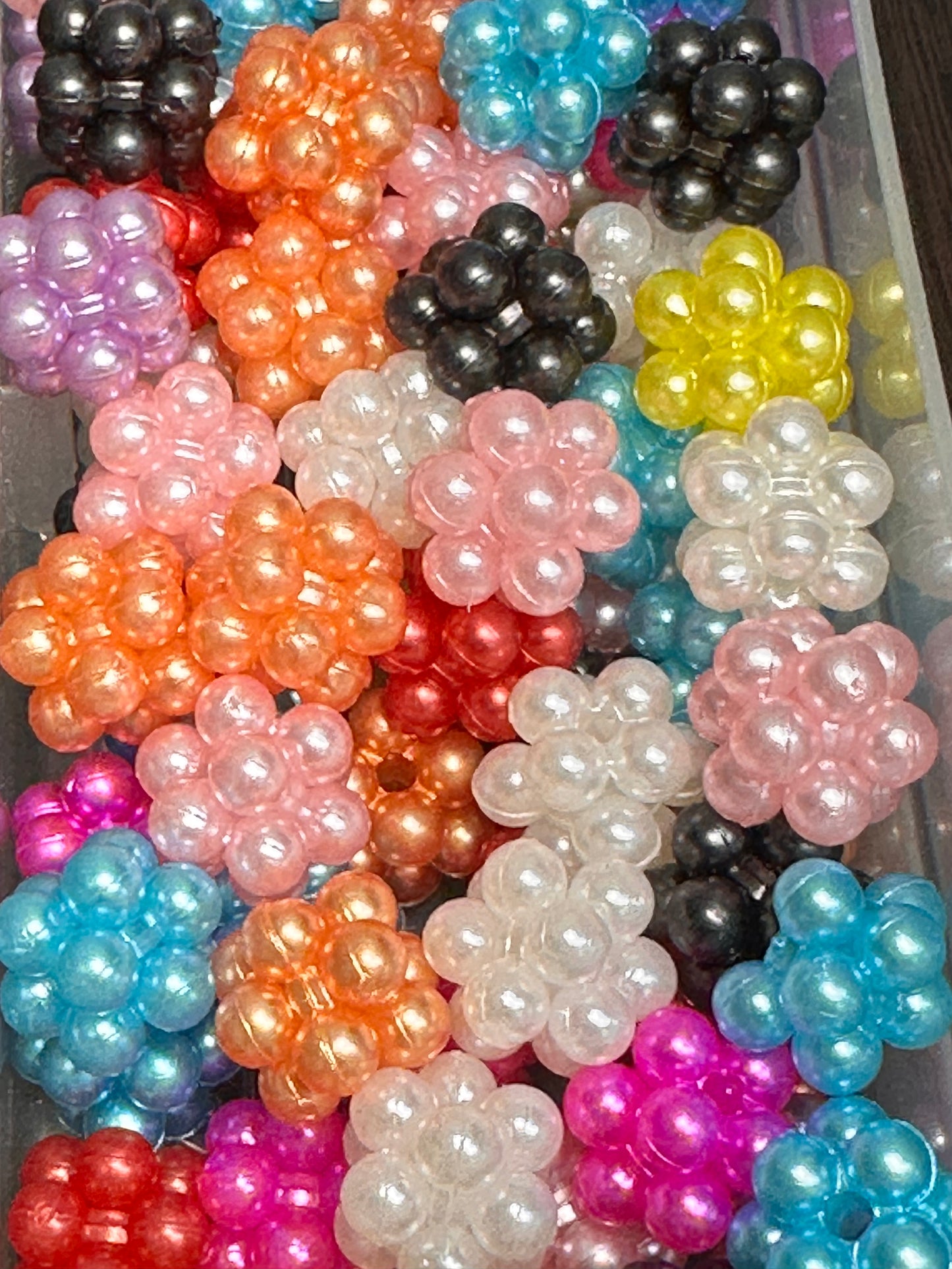 Ten (10) Acrylic beaded Beads included/fancy Bead/ beadable pen/ keychain beads/assorted colors/