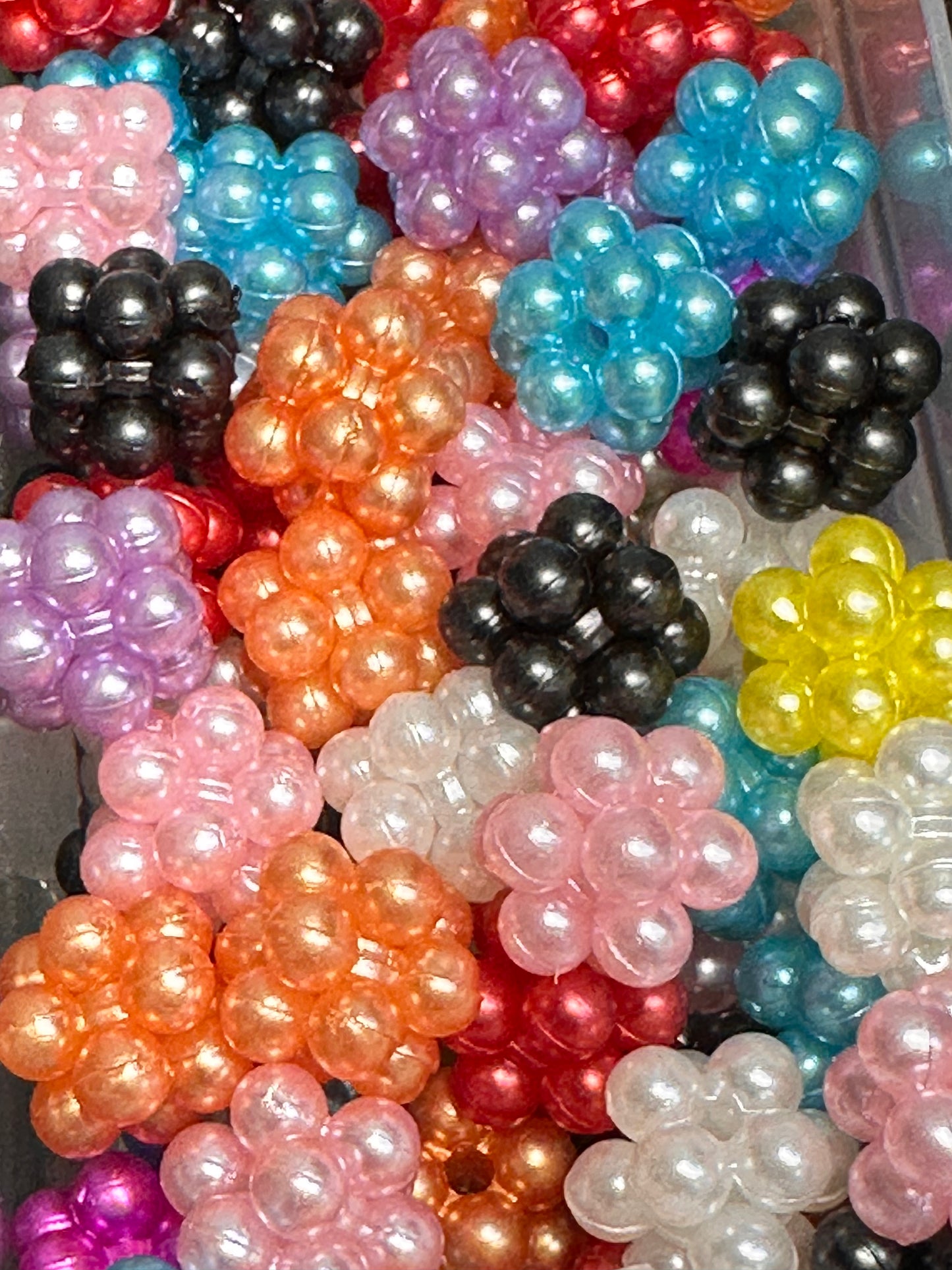 Ten (10) Acrylic beaded Beads included/fancy Bead/ beadable pen/ keychain beads/assorted colors/