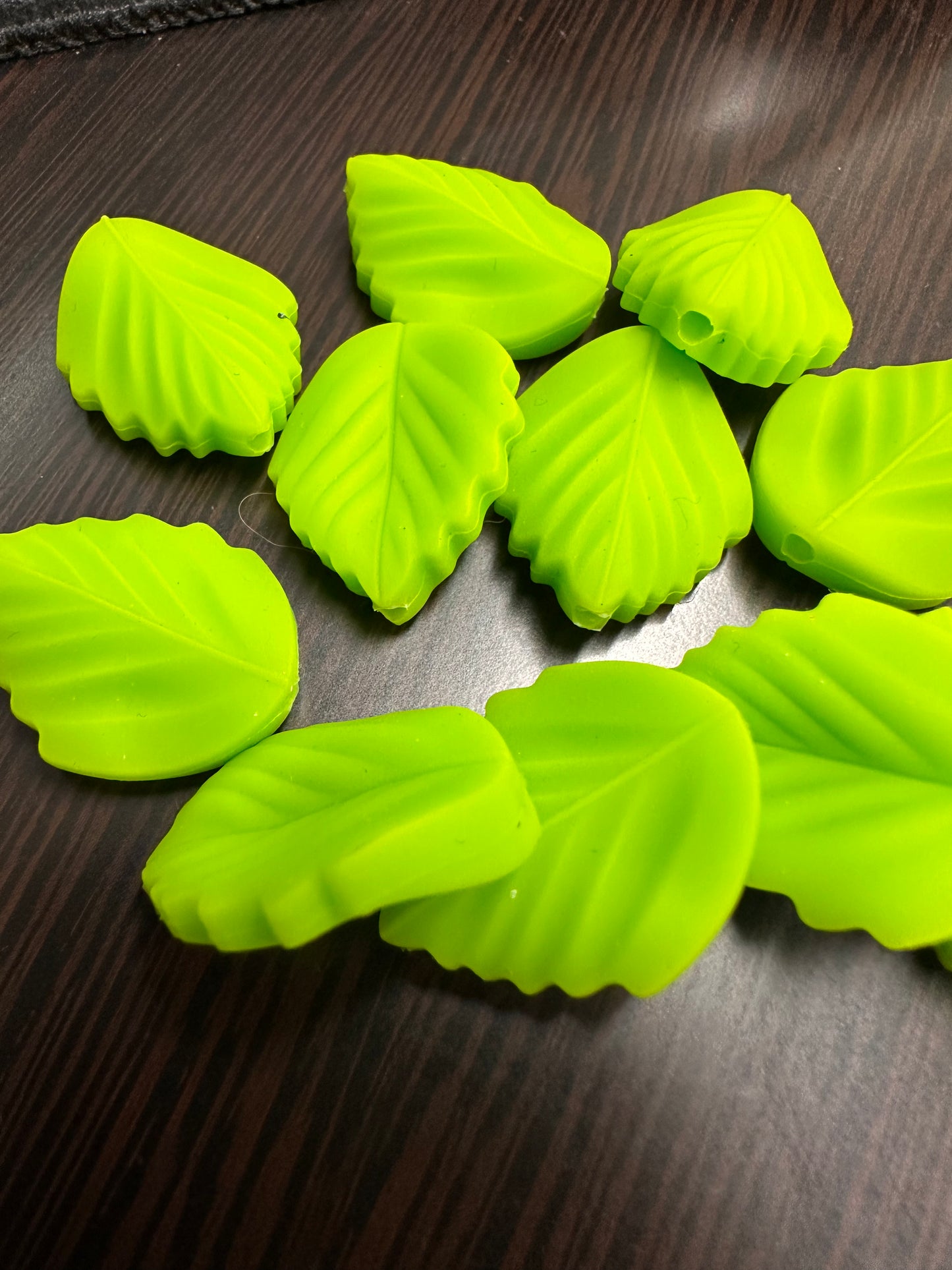 Two (2) Flower Leafs/ leaf/Focal Bead/ beadable pen/ Silicone bead/ keychain beads/ green leaf/ 2 pieces included