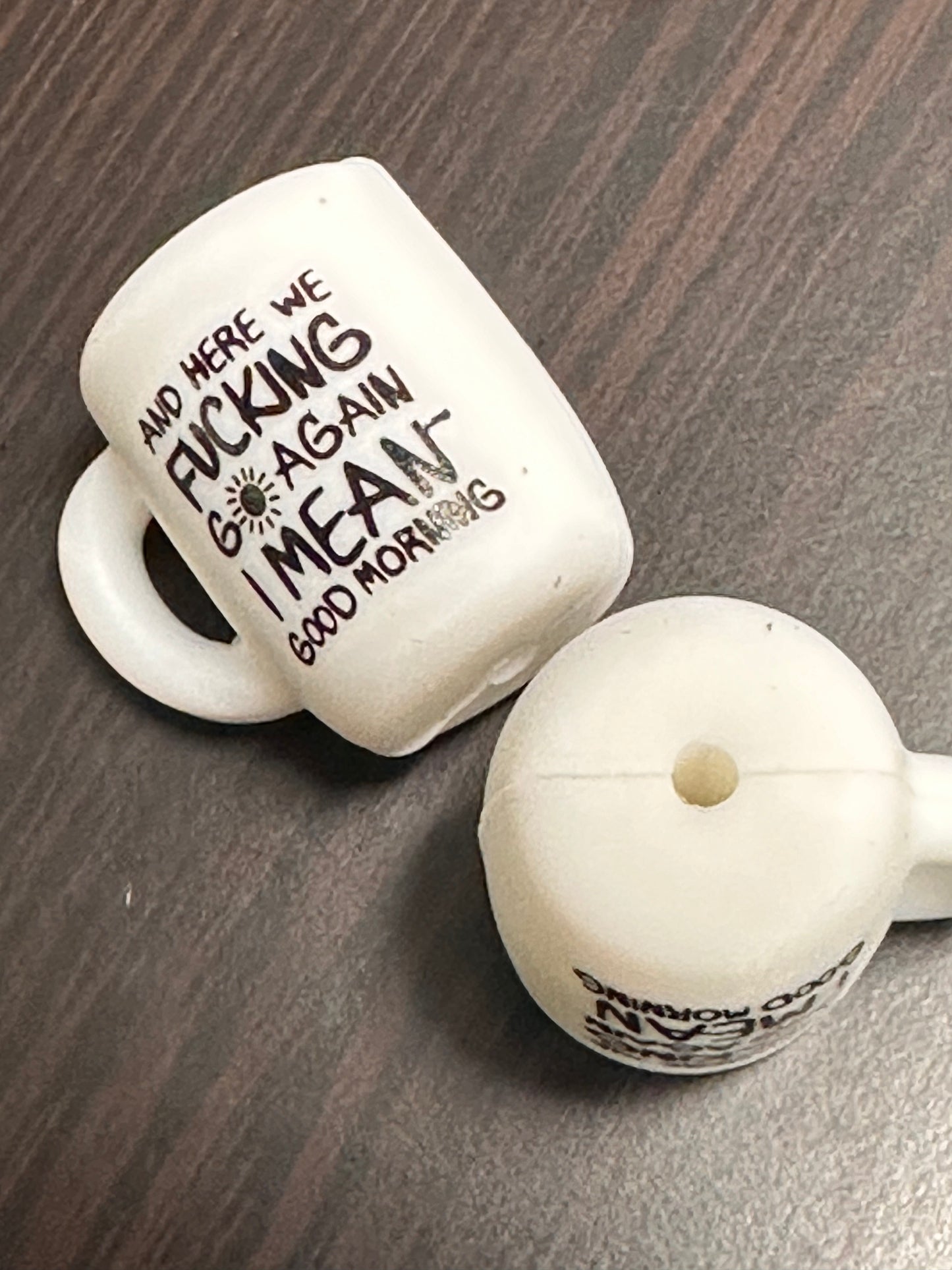 Good morning mug Focal Bead/ beadable pen/ Silicone bead/ coffee cup/ keychain bead / naughty